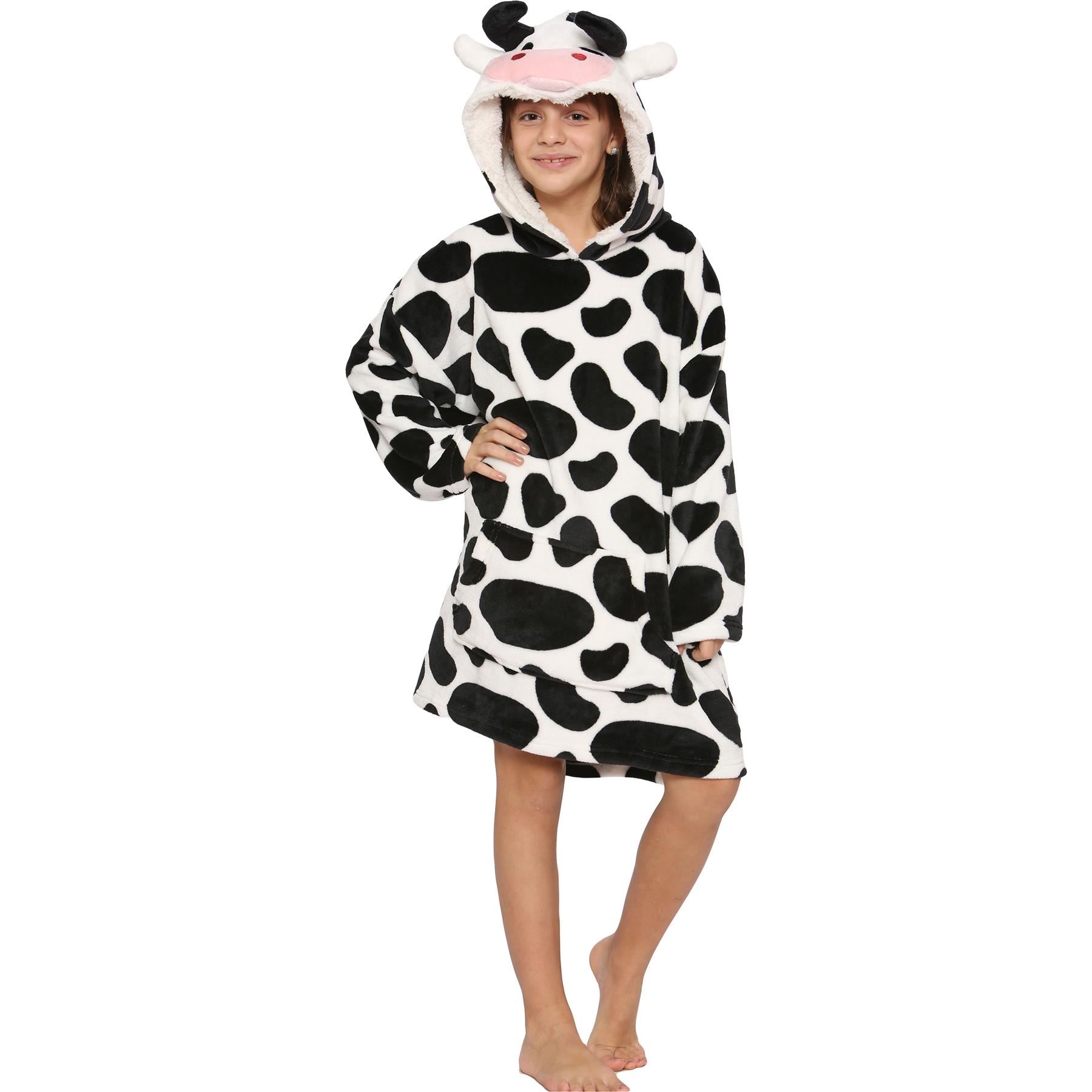 Kids Girls Boys Oversized World Book Day Hoodie Cow Snuggle Blanket Super Soft - Picture 3 of 7