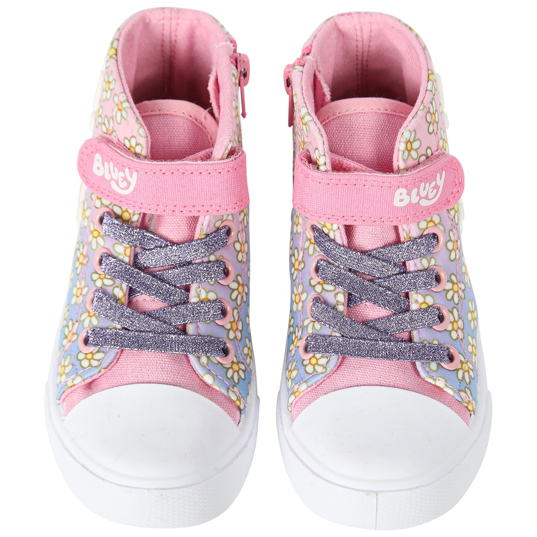 Kids Girls Bluey High Top Trainers Canvas Shoes Side Zip Officially Licensed