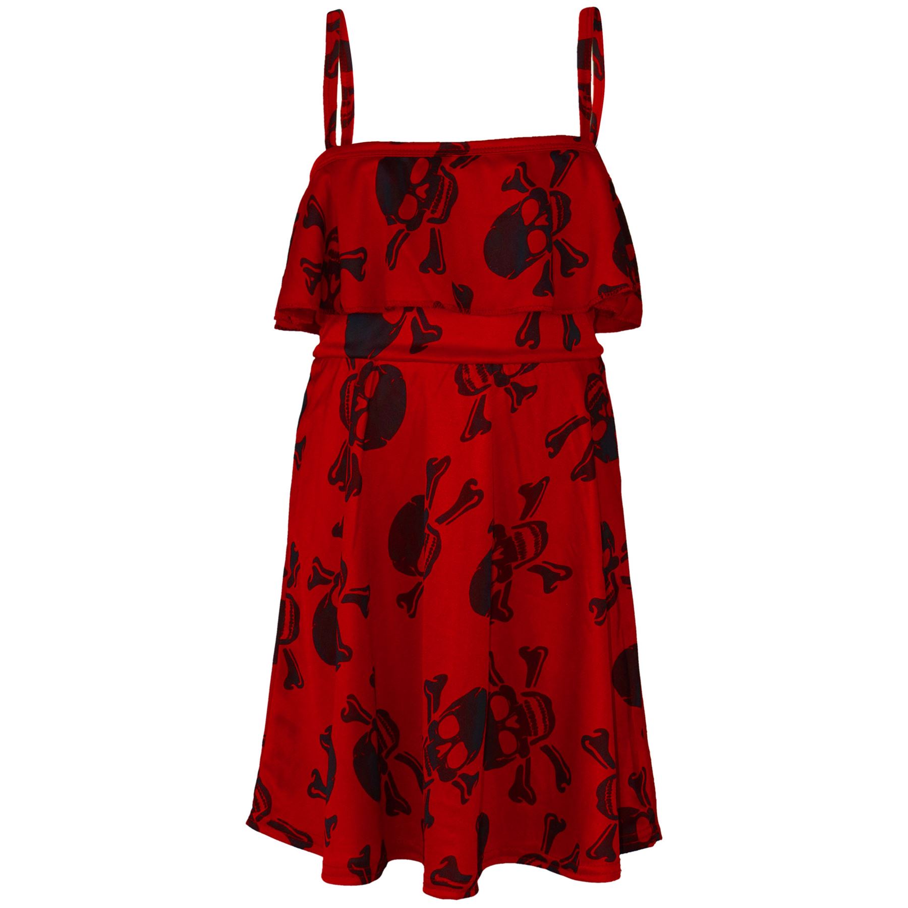 Girls Skater Dress Kids Plain Color Summer Party Off Shoulder Dresses 7-13 Yr - Picture 63 of 111