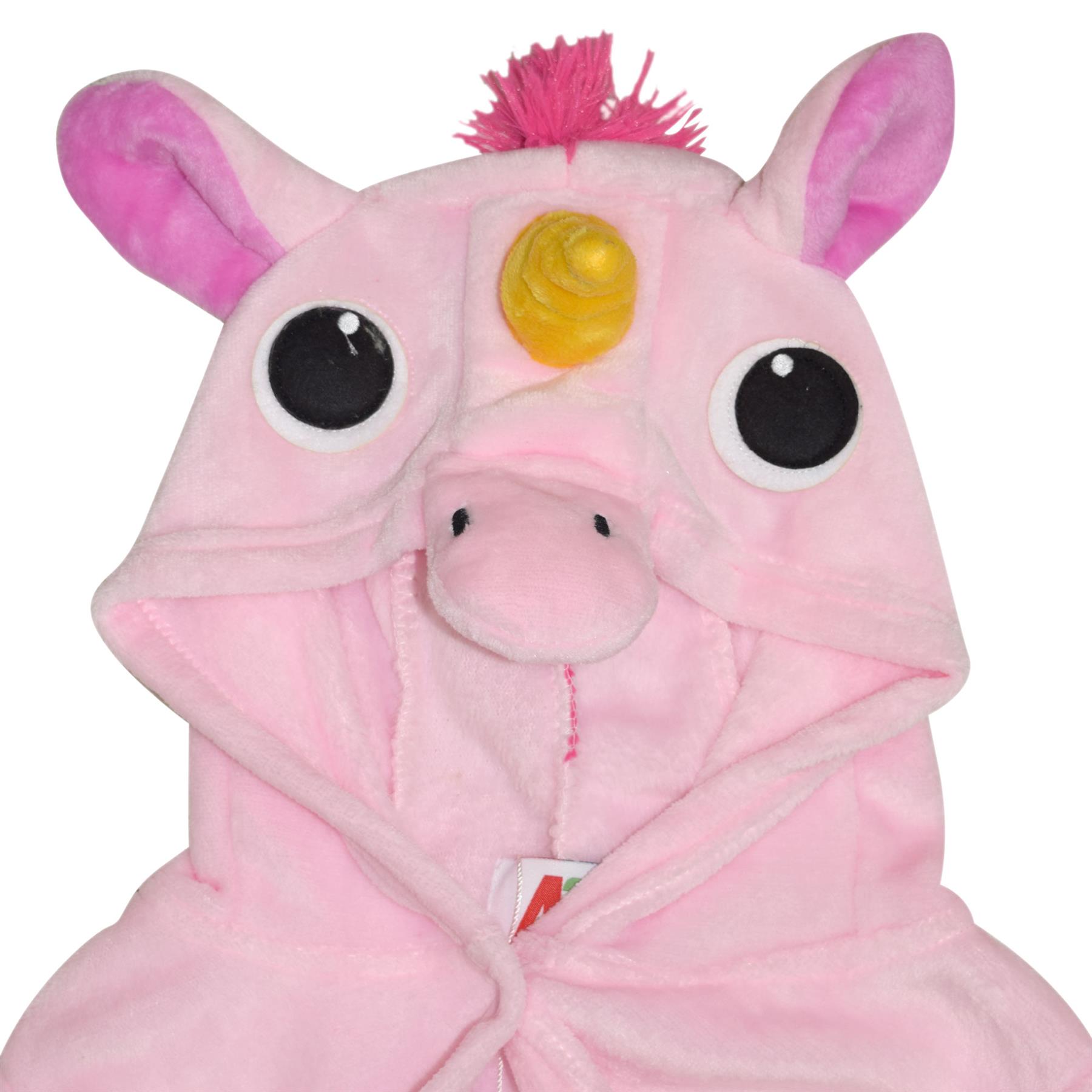 A2Z 4 Kids Super Soft 3D Animal Detail Dressing Gown Nightwear Hooded Robe 2-1 - Picture 10 of 154