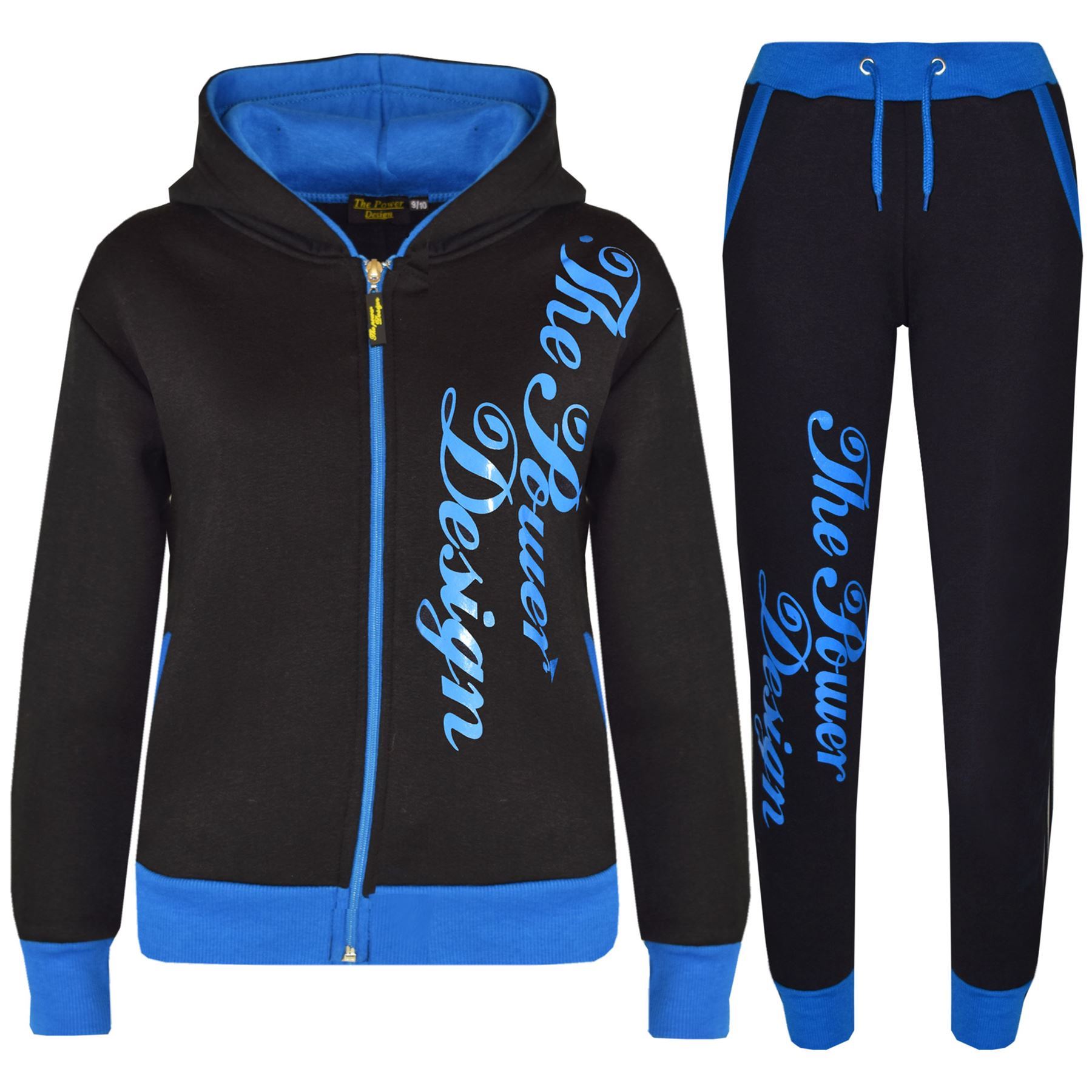 Bambini Tuta Ragazze The Power Design Maglia Joggers Fondo da Jogging blu