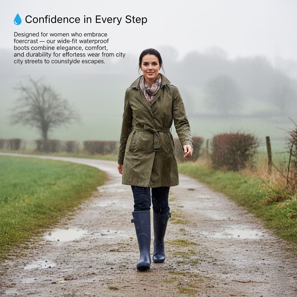 Botas Wellington de tacón ajustadas impermeables con hebilla ajustable para dama - Imagen 9 de 19