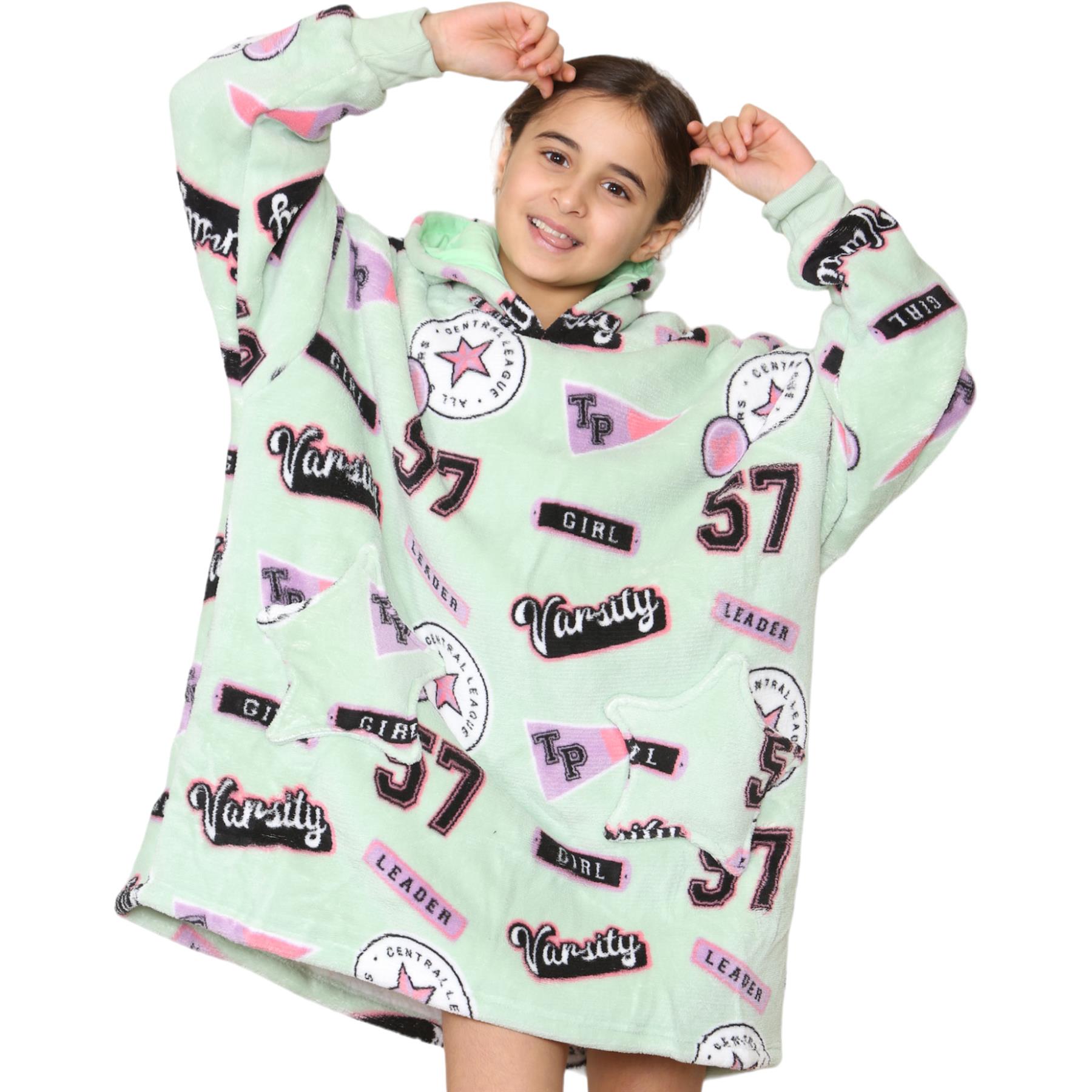 Kids Girls Boys Oversized Hoodie Animal Snuggle Blanket Super Soft Warm Fleece - Picture 41 of 47