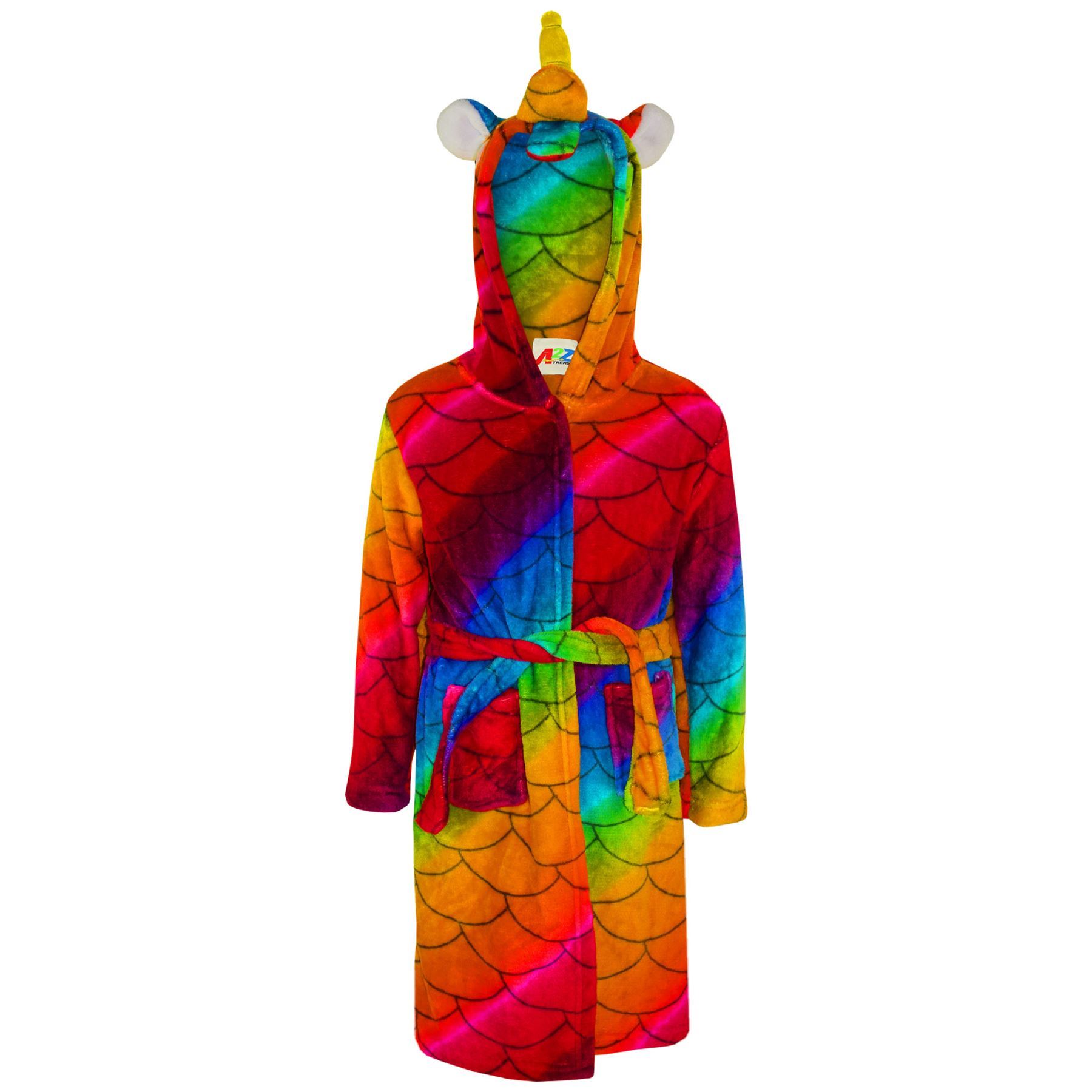 A2Z 4 Kids Super Soft 3D Animal Detail Dressing Gown Nightwear Hooded Robe 2-1 - Picture 113 of 154