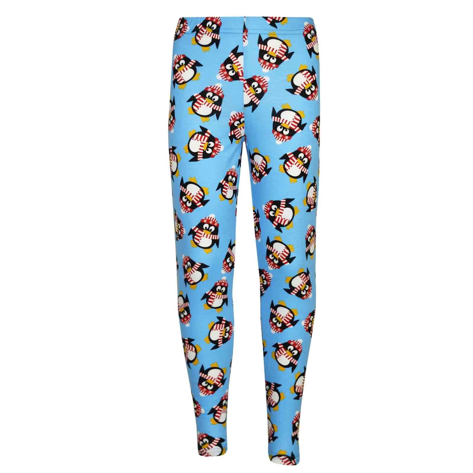 Kids Girls Christmas Leggings Santa 