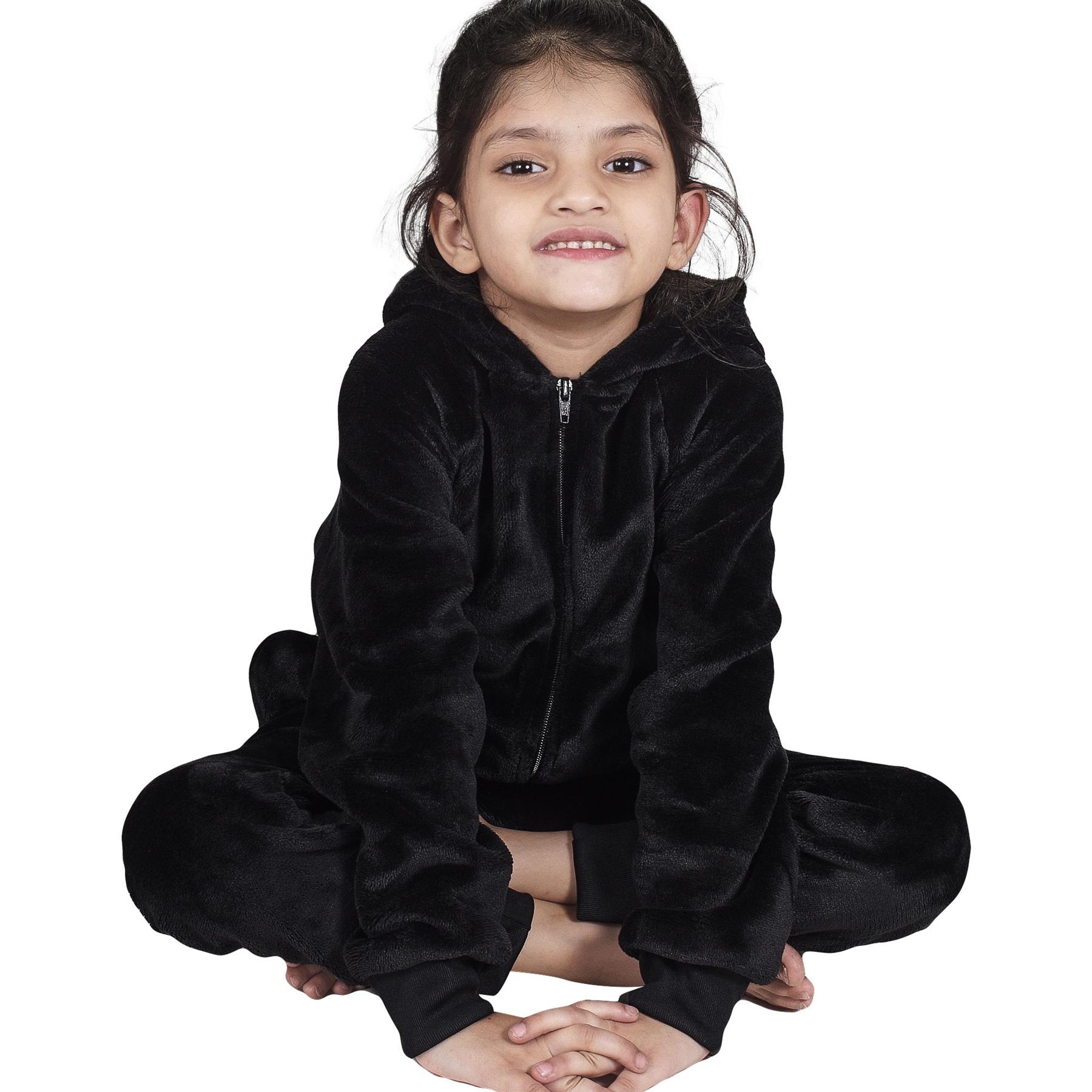 Kids Girls Boys Plain Fleece A2Z Onesie One Piece Hooded All In One Jumpsuit - Picture 6 of 27