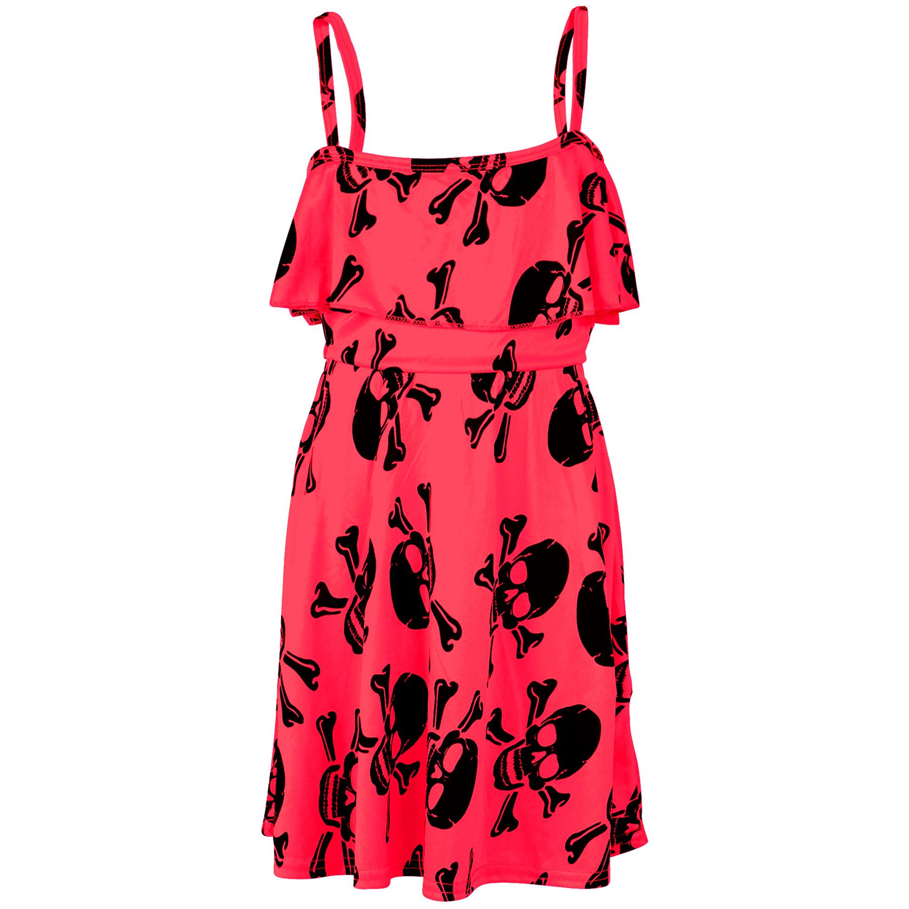 Girls Skater Dress Kids Plain Color Summer Party Off Shoulder Dresses 7-13 Yr - Picture 60 of 111