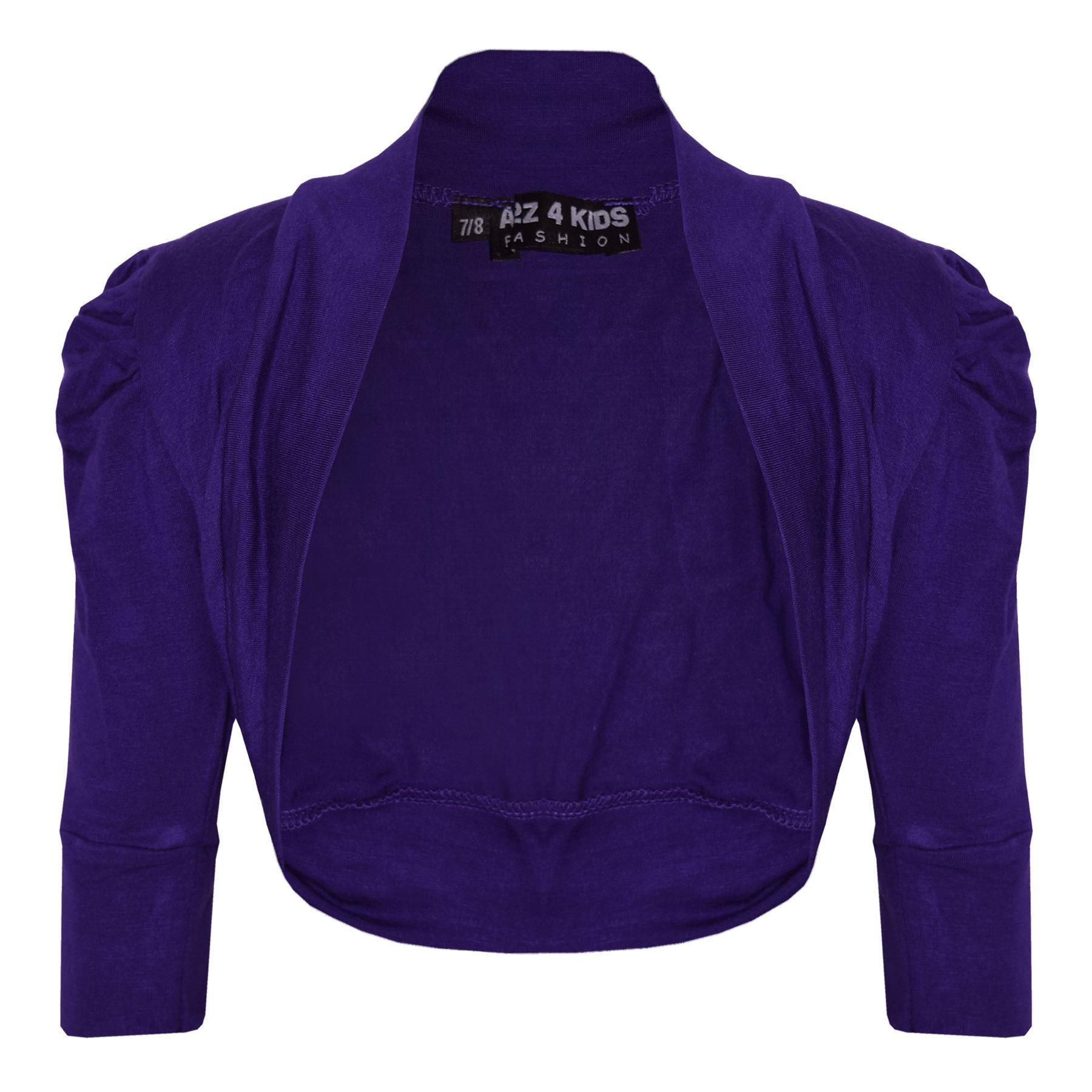 New Kids Girls Ruched Sleeve Stylish Shrug Bolero Cropped Cardigan 2-13 Years - Picture 40 of 51