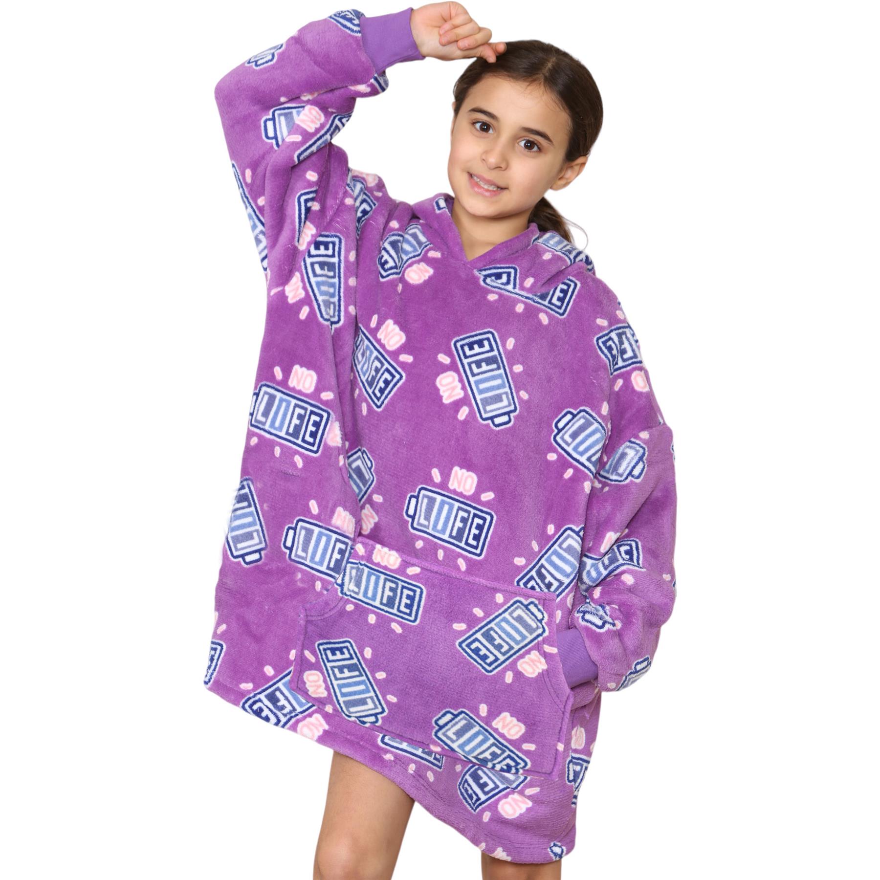 Kinder Mädchen Jungen Ultra Soft Oversized Hoodie Kuschel Plüsch Sherpa Fleece Futter - Bild 31 von 63