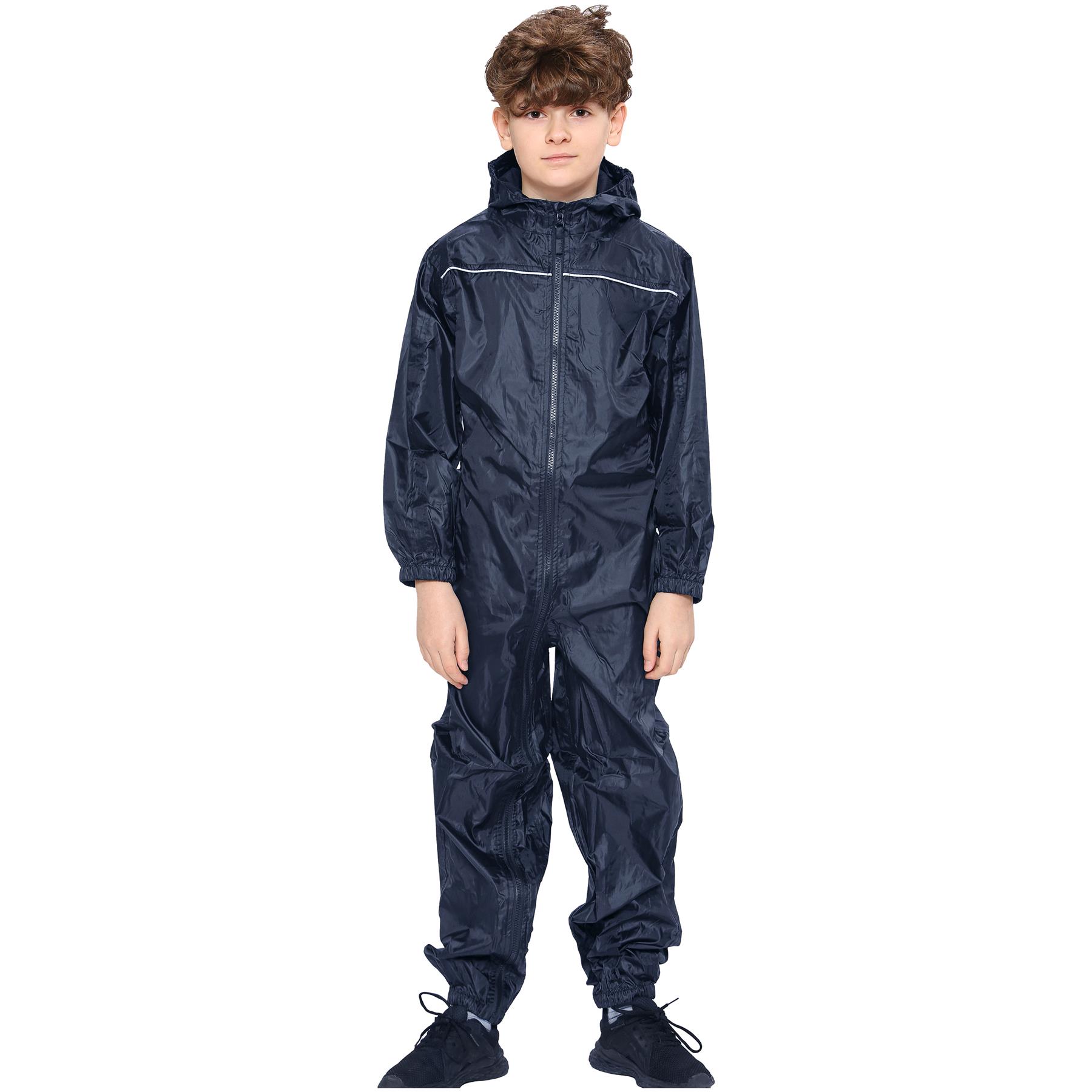 Girls Boys Raincoat Kids Puddle Suit Rainwear Waterproof Hooded Rainsuit 2-13 Yr - Picture 10 of 24