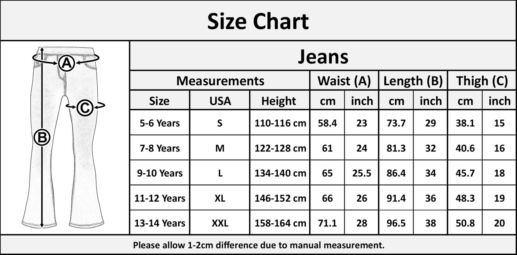 Kids Girls Denim Jeans Comfort Stretchy Flared Bell Bottom Jet Black Ripped Pant - Picture 8 of 8