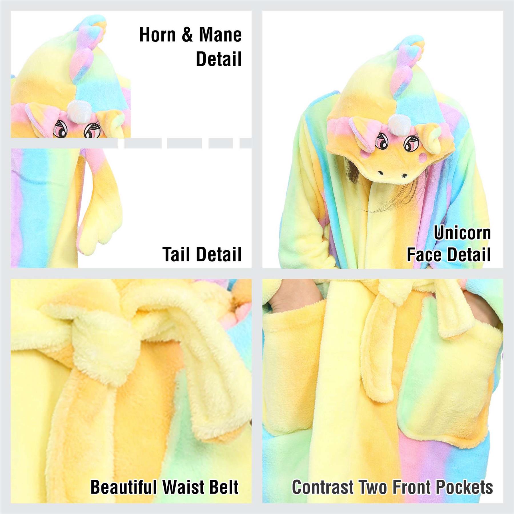 A2Z 4 Kids Super Soft 3D Animal Detail Dressing Gown Nightwear Hooded Robe 2-1 - Picture 111 of 154