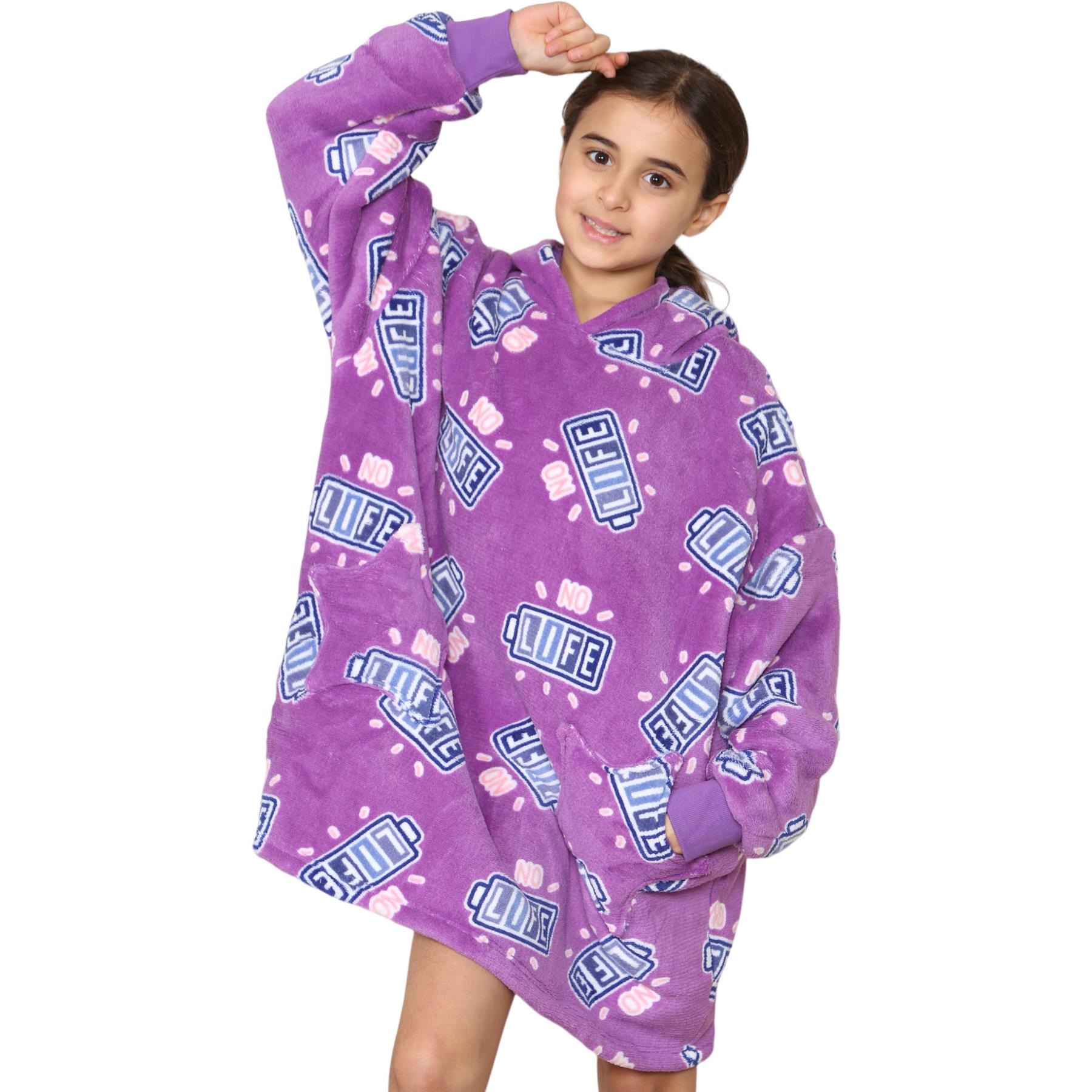 Kids Girls Boys Oversized Hoodie Animal Snuggle Blanket Super Soft Warm Fleece - Picture 10 of 47
