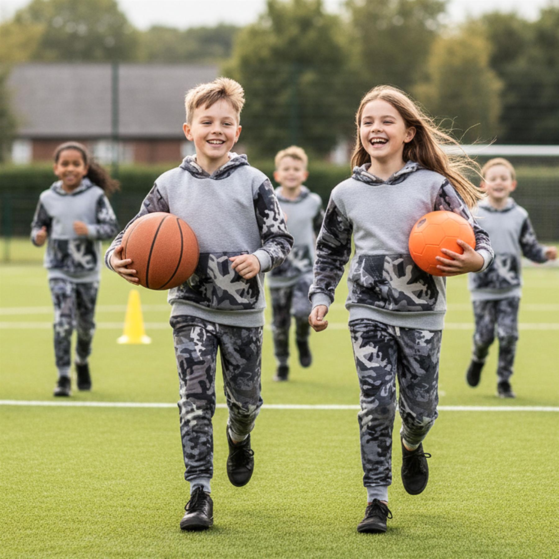 A2Z 4 Kids Boys Girls Tracksuit Camouflag Contrast Grey Hoodie Jogger Outfit Set - Produktbild 7