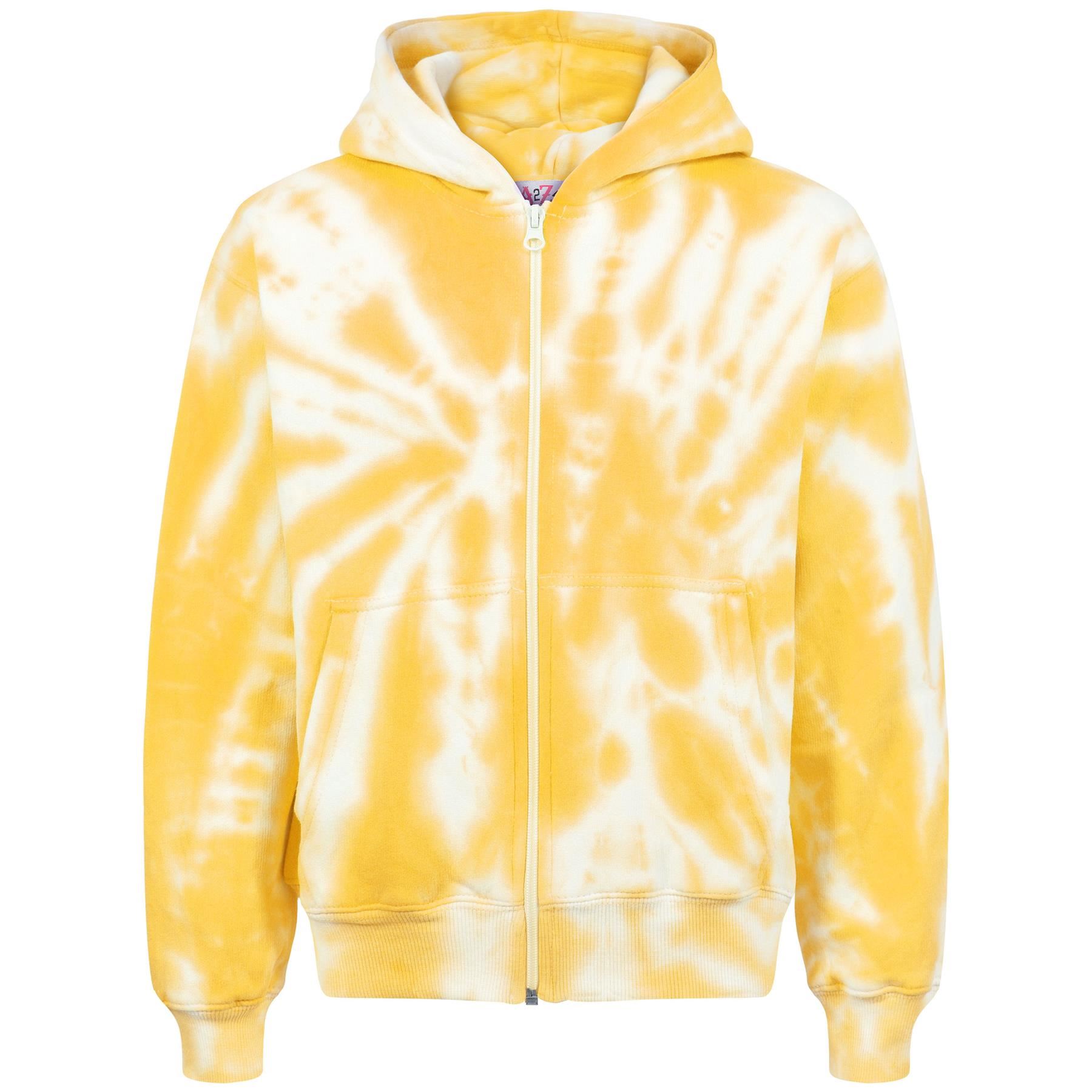 Kids Classic Plain & Tie Dye Print Full Zip-Up Soft Hooded Zipper Jacket 2-13Yrs - Picture 111 of 128