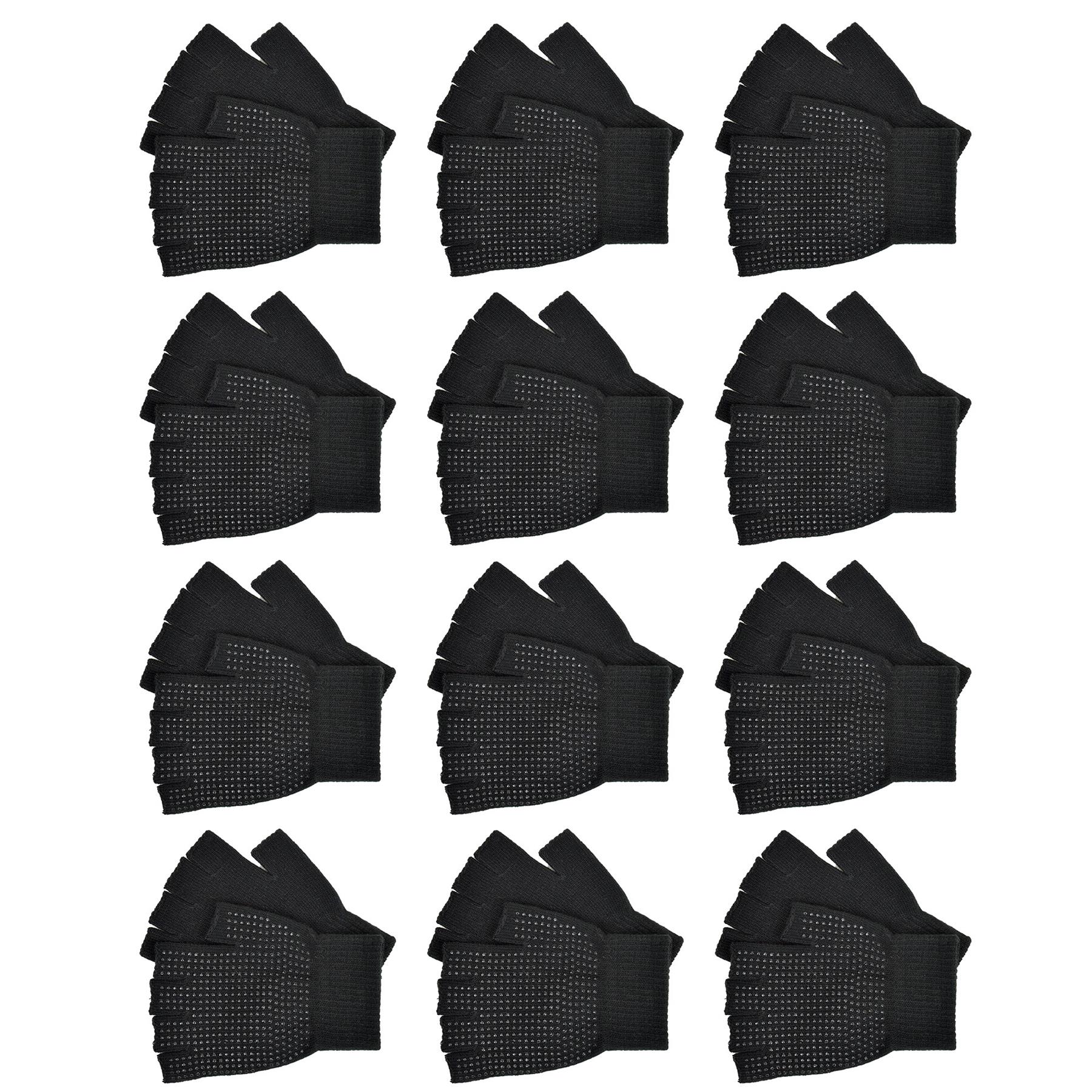 Mens Women Gloves Fingerless Gripper Half Finger Mittens Outdoor Non-Slip Gloves - Picture 6 of 7
