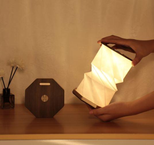 LED Desk Lamp Hexagon Twist Light Natural Wood Tyvek Paper Rechargeable 12cm - Picture 19 of 21