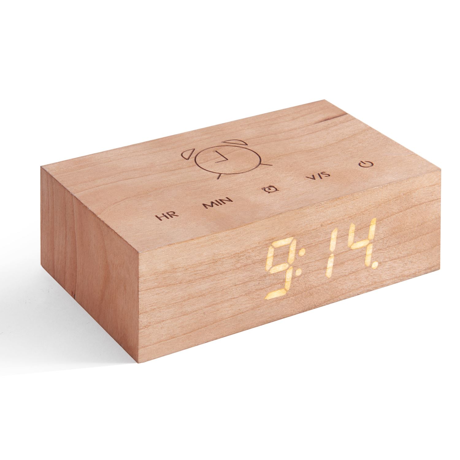 USB Wooden Alarm Clock with Sound Activation & Flip Over Snooze Control Gingko - Picture 22 of 38