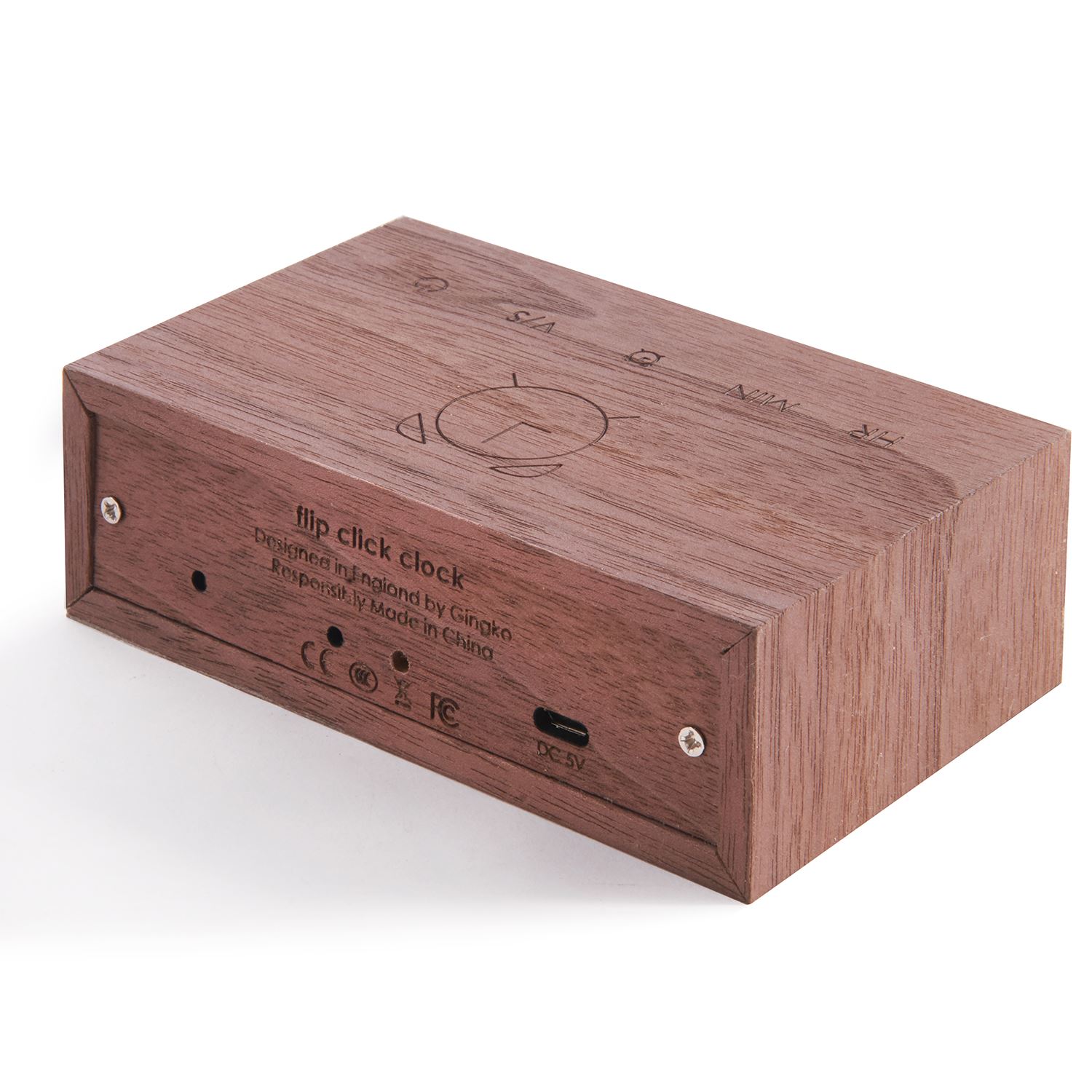 USB Wooden Alarm Clock with Sound Activation & Flip Over Snooze Control Gingko - Picture 29 of 38