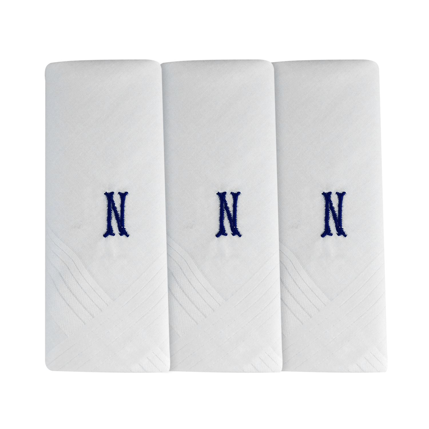 Mens/Gentlemens Plain White Handkerchiefs with Initials, Various Pack Sizes - Picture 3 of 5