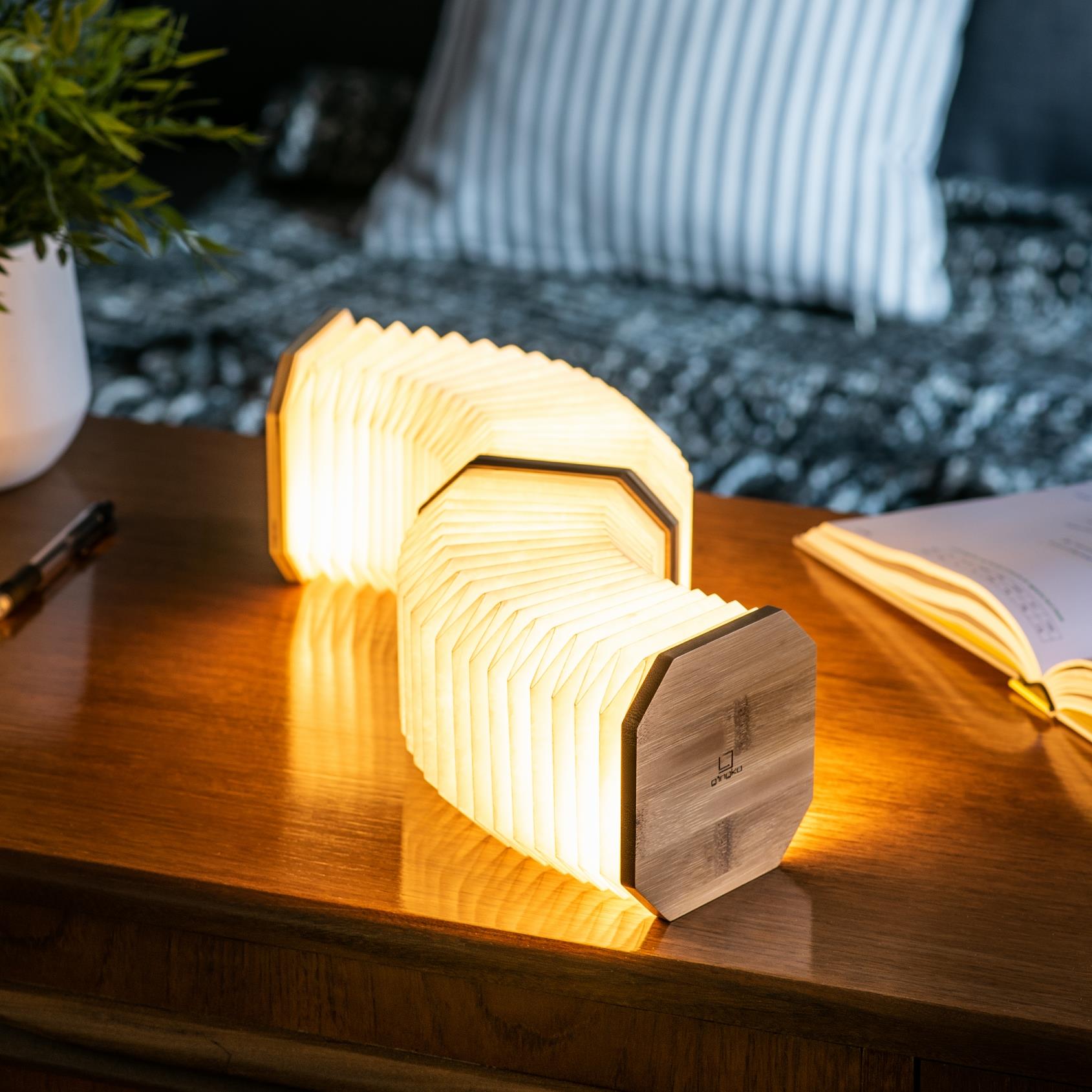 Accordion LED Light Desk Lamp Rechargeable Via USB Gingko Natural Wood / Velvet - Picture 17 of 57