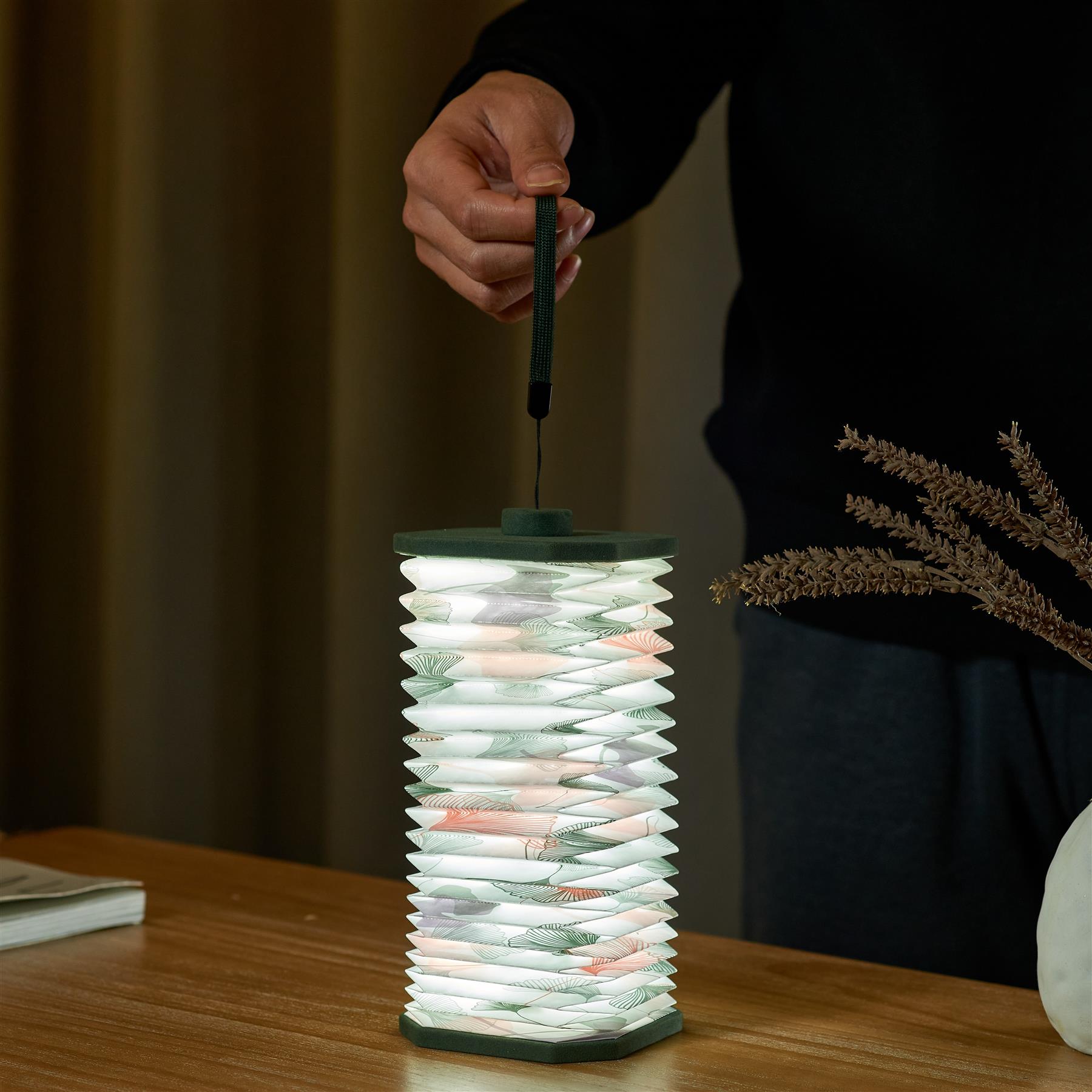 Accordion LED Light Desk Lamp Rechargeable Via USB Gingko Natural Wood / Velvet - Picture 27 of 57