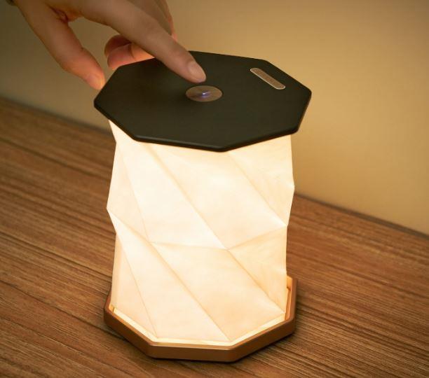 LED Desk Lamp Hexagon Twist Light Natural Wood Tyvek Paper Rechargeable 12cm - Picture 10 of 21