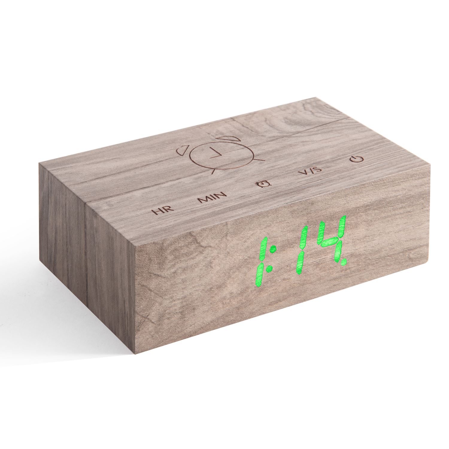 USB Wooden Alarm Clock with Sound Activation & Flip Over Snooze Control Gingko - Picture 10 of 38