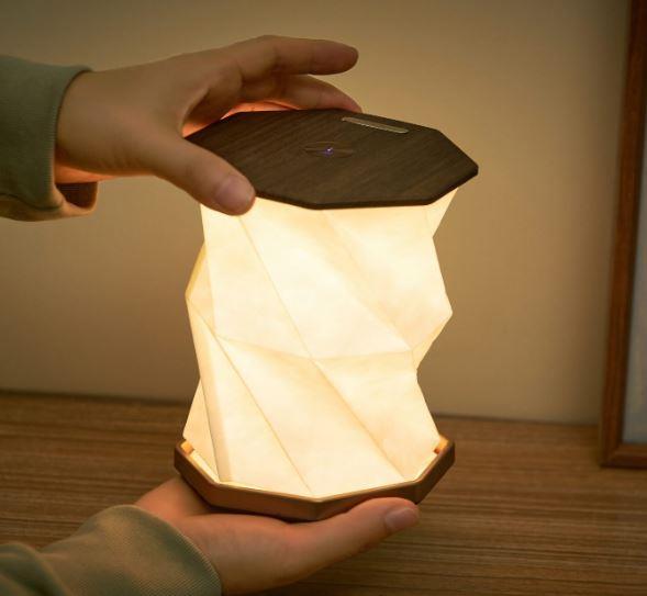 LED Desk Lamp Hexagon Twist Light Natural Wood Tyvek Paper Rechargeable 12cm - Picture 18 of 21