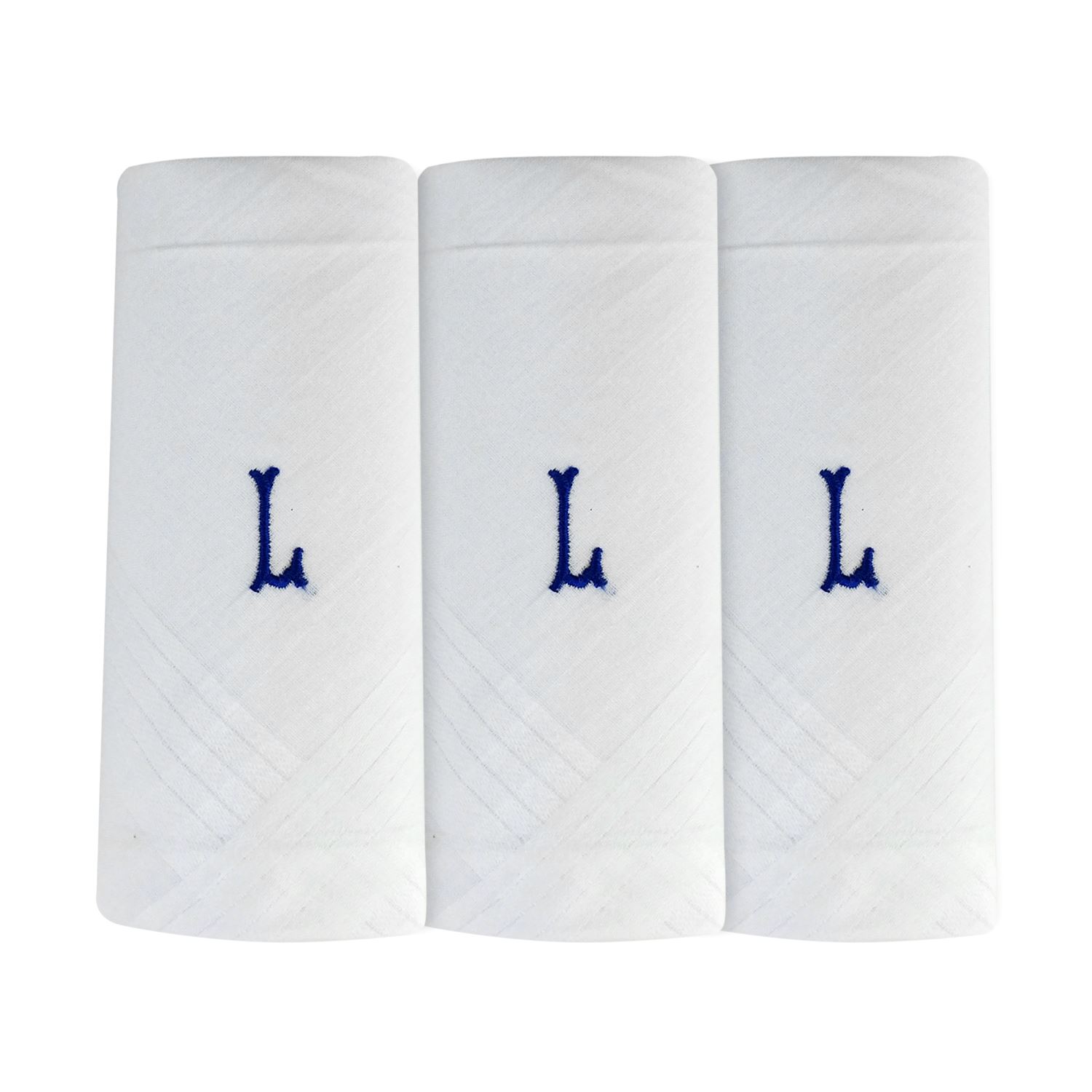 Mens/Gentlemens 3 Pack Plain White Handkerchiefs Initials, Various