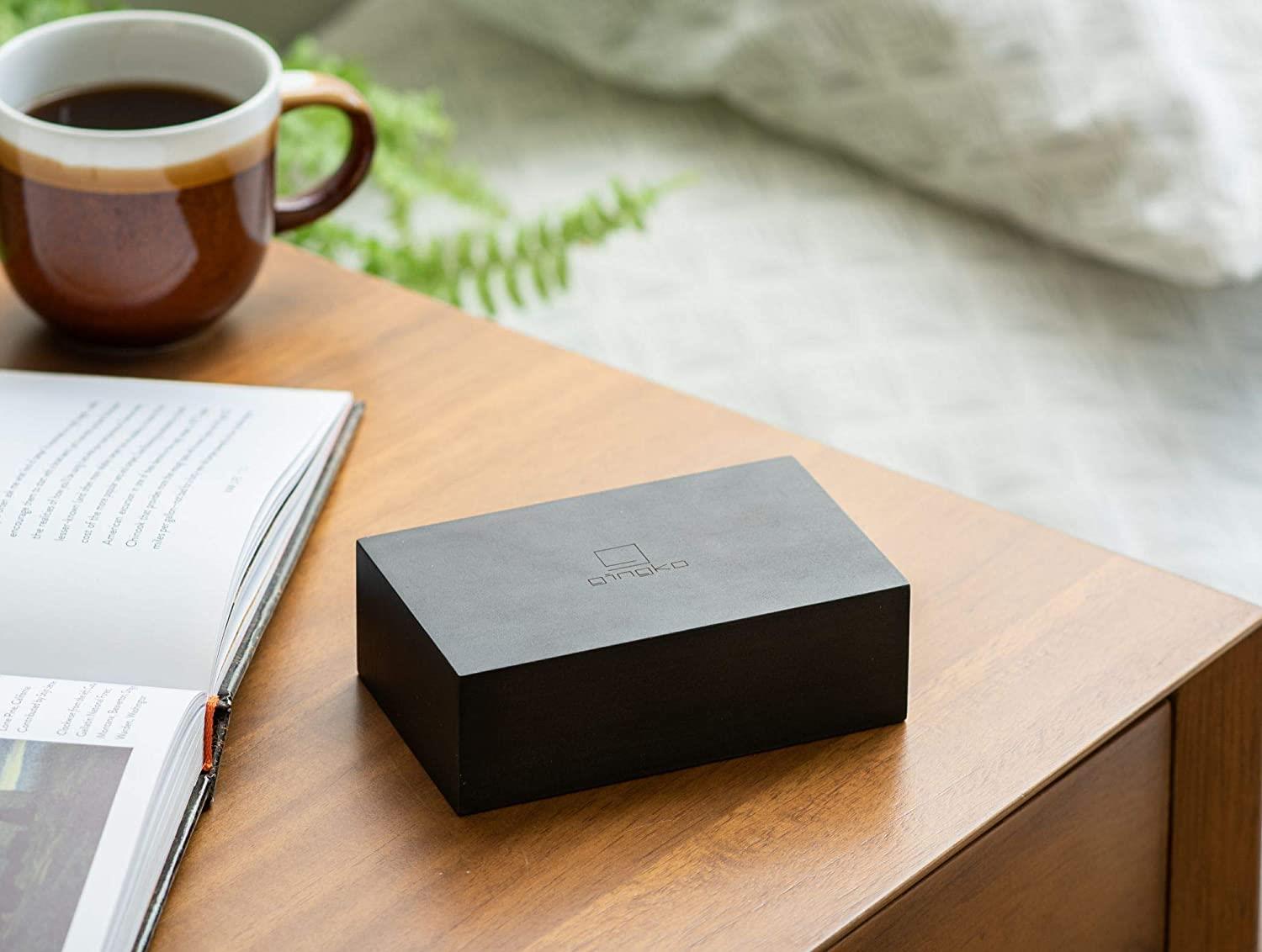 USB Wooden Alarm Clock with Sound Activation & Flip Over Snooze Control Gingko - Picture 21 of 38