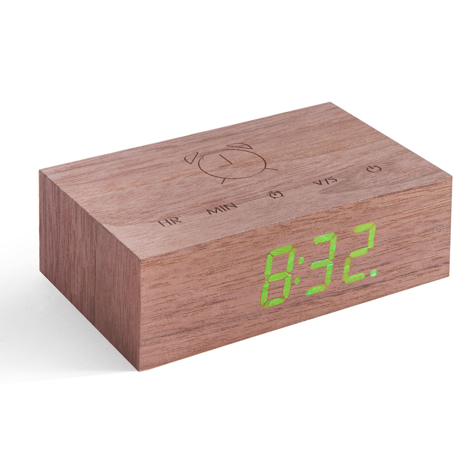 USB Wooden Alarm Clock with Sound Activation & Flip Over Snooze Control Gingko - Picture 27 of 38