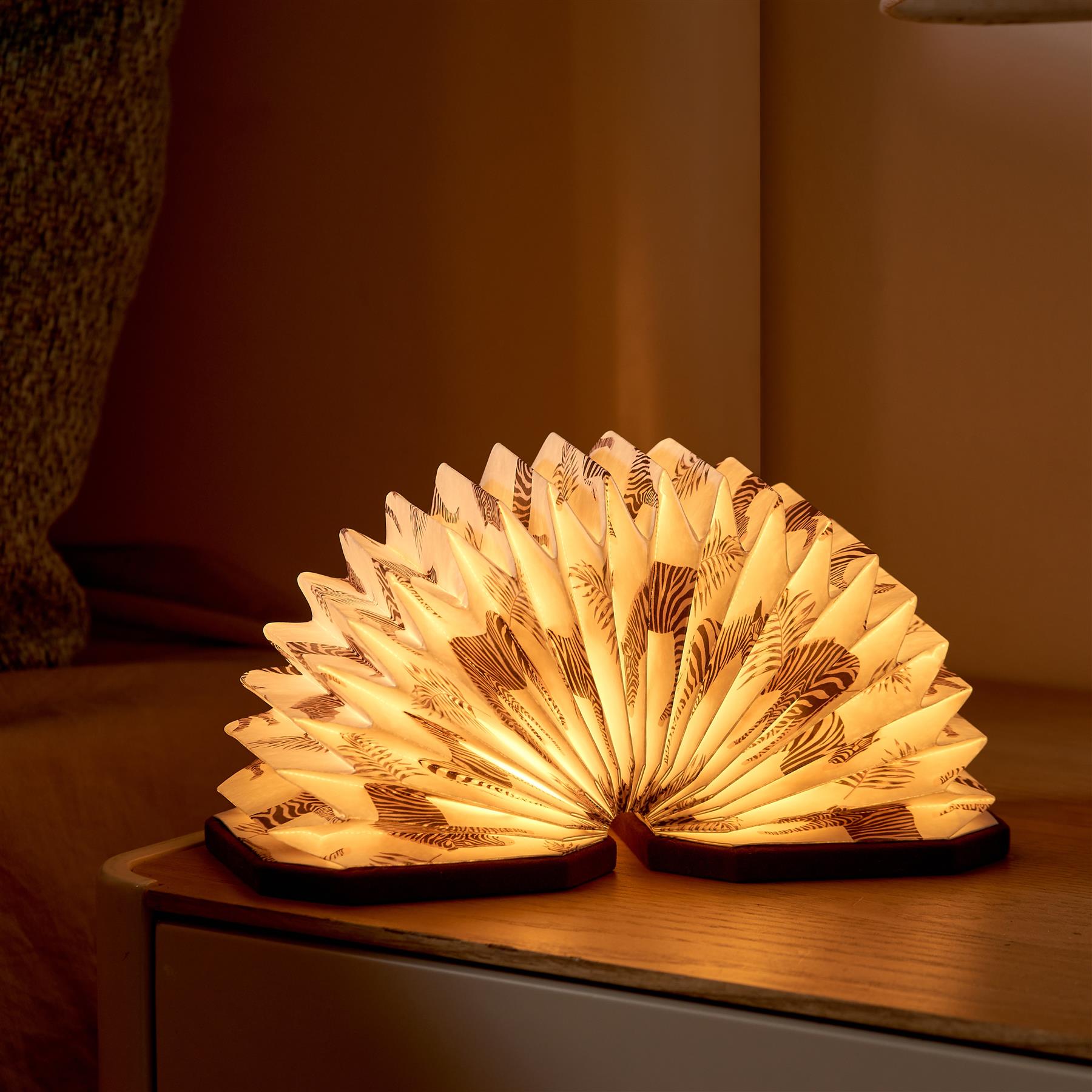 Accordion LED Light Desk Lamp Rechargeable Via USB Gingko Natural Wood / Velvet - Picture 34 of 57