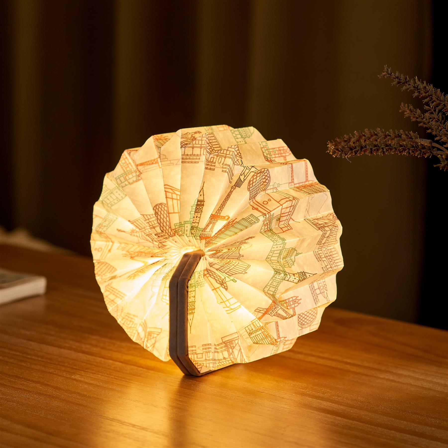Accordion LED Light Desk Lamp Rechargeable Via USB Gingko Natural Wood / Velvet - Picture 48 of 57