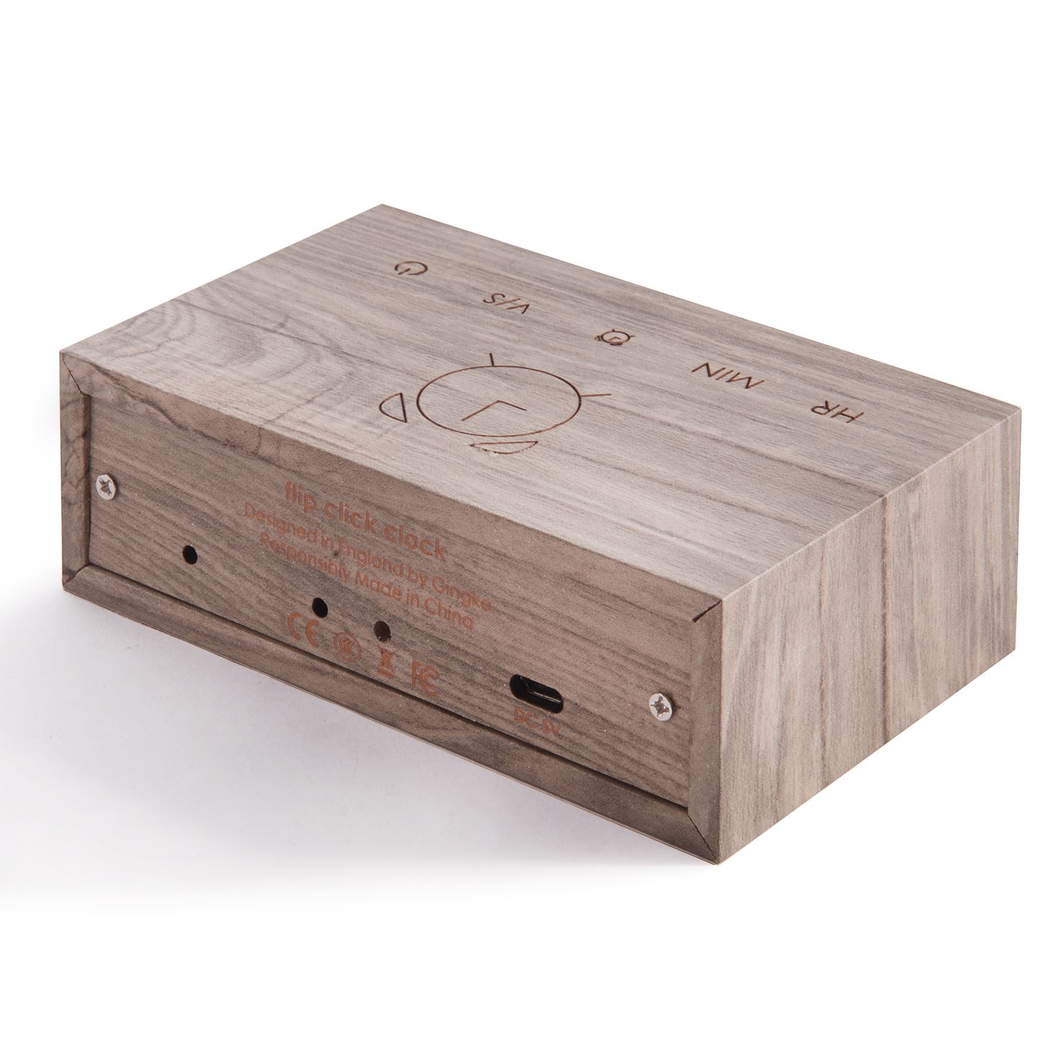 USB Wooden Alarm Clock with Sound Activation & Flip Over Snooze Control Gingko - Picture 11 of 38