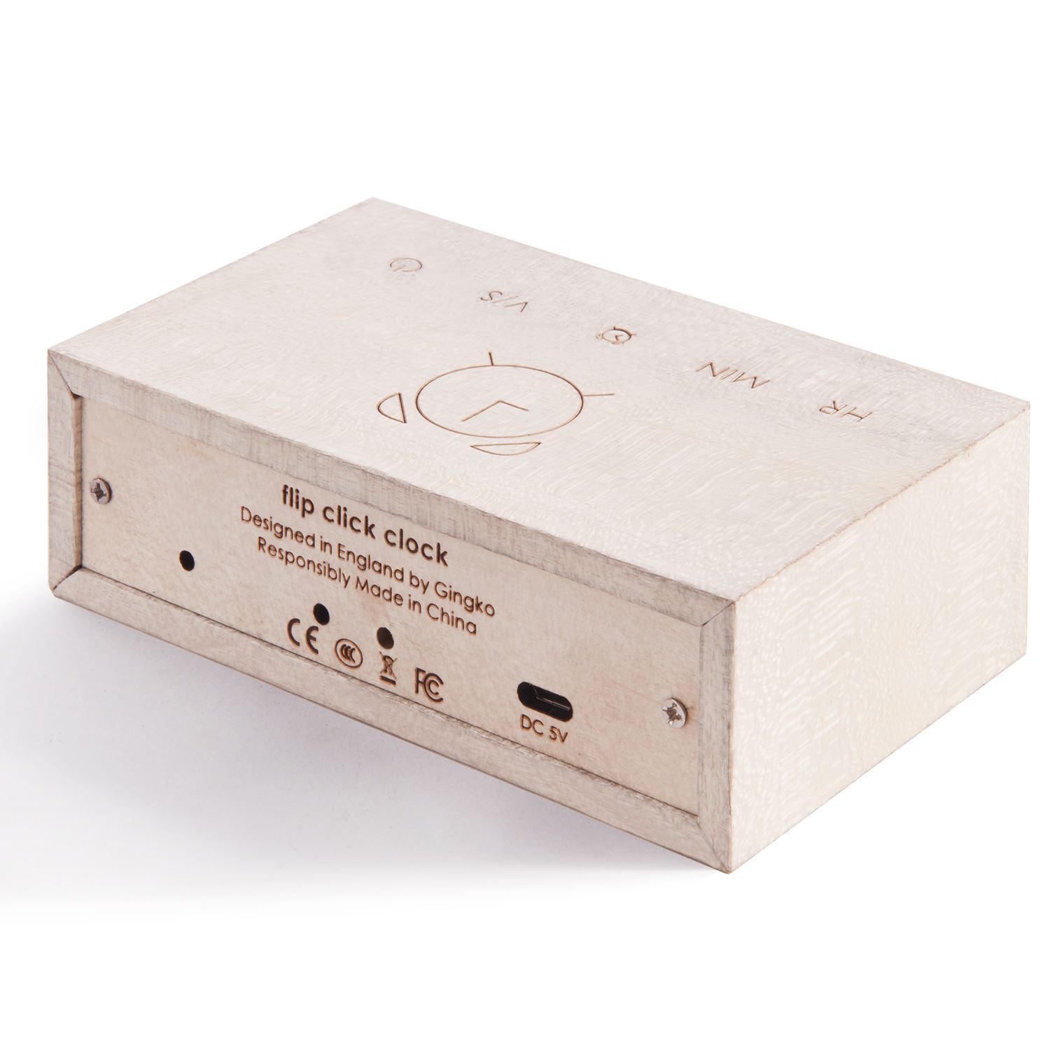USB Wooden Alarm Clock with Sound Activation & Flip Over Snooze Control Gingko - Picture 36 of 38