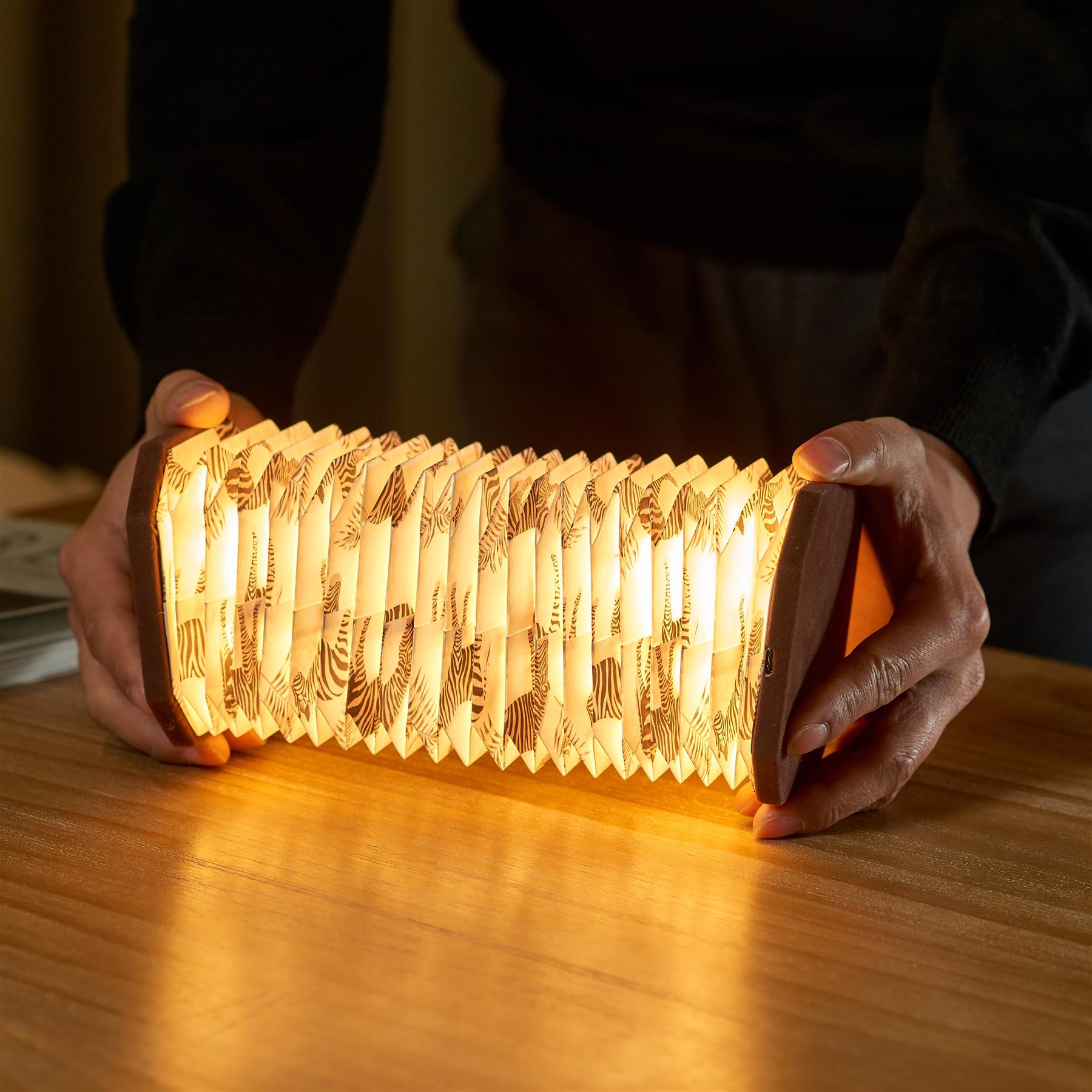Accordion LED Light Desk Lamp Rechargeable Via USB Gingko Natural Wood / Velvet - Picture 38 of 57