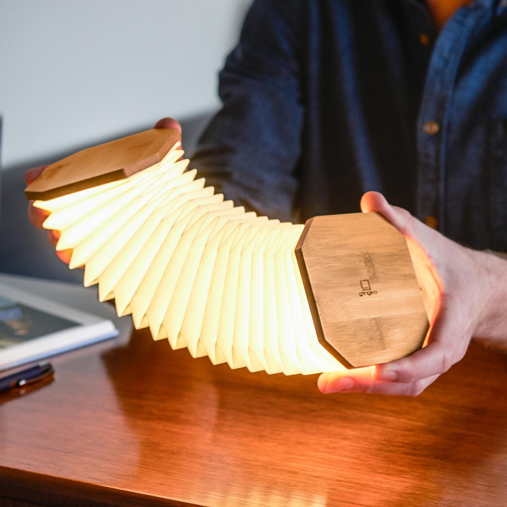 Accordion LED Light Desk Lamp Rechargeable Via USB Gingko Natural Wood / Velvet - Picture 14 of 57