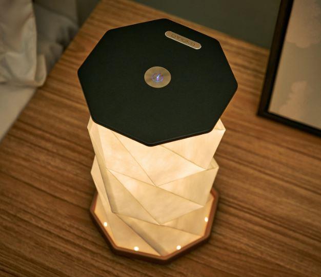 LED Desk Lamp Hexagon Twist Light Natural Wood Tyvek Paper Rechargeable 12cm - Picture 9 of 21