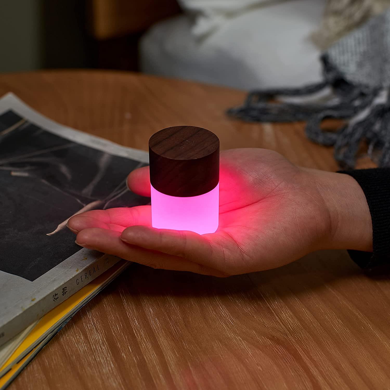 Colour Changing LED Desk Light Natural Wood RGB Gingko Mini Lemelia Lamp - Picture 21 of 28