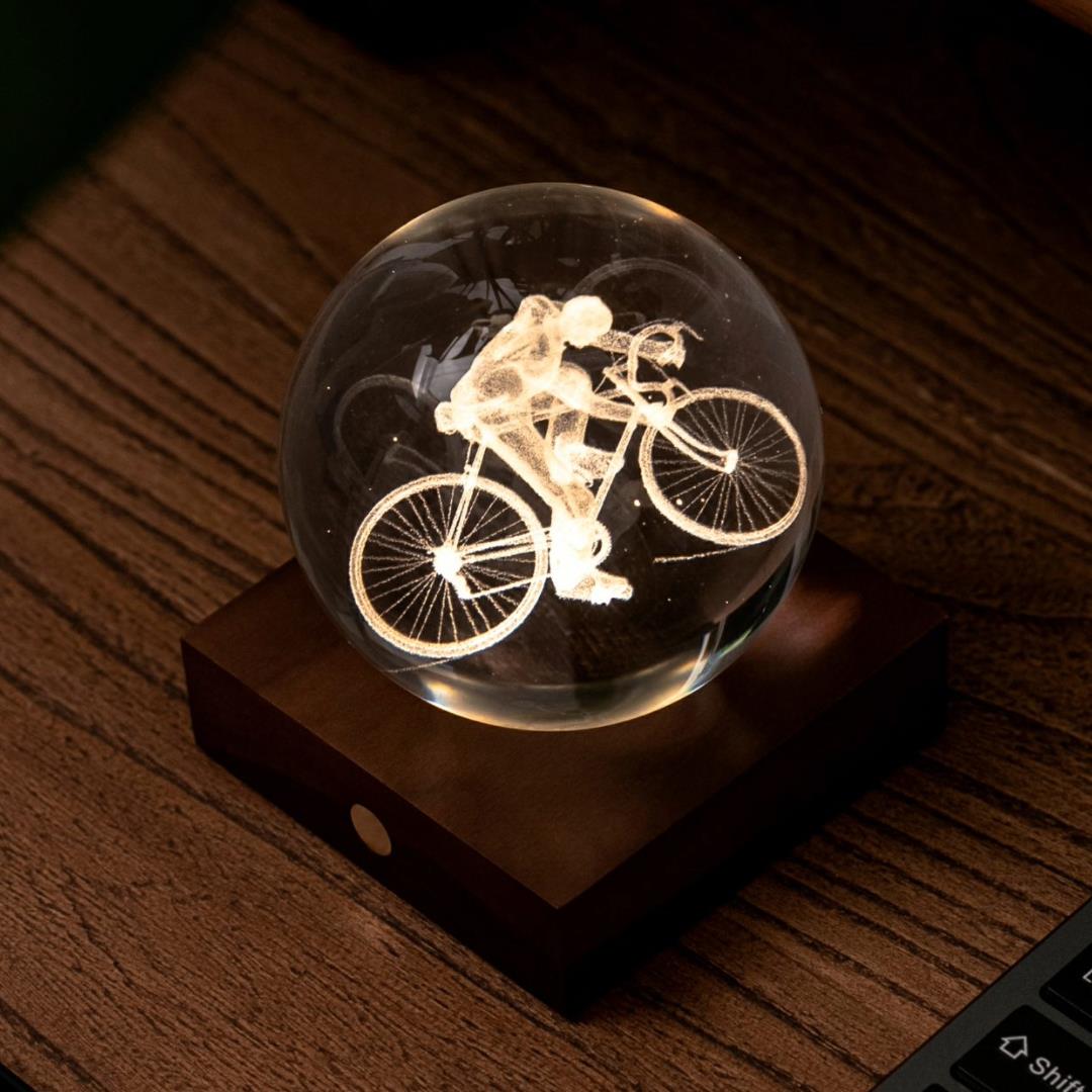 Crystal LED Desk Lamp Weighted Amber Ball Wooden Base Ginkgo Assorted Design - Picture 7 of 79