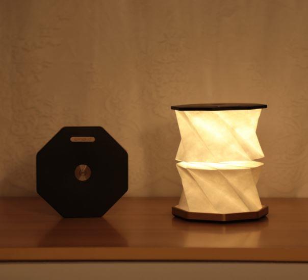 LED Desk Lamp Hexagon Twist Light Natural Wood Tyvek Paper Rechargeable 12cm - Picture 11 of 21