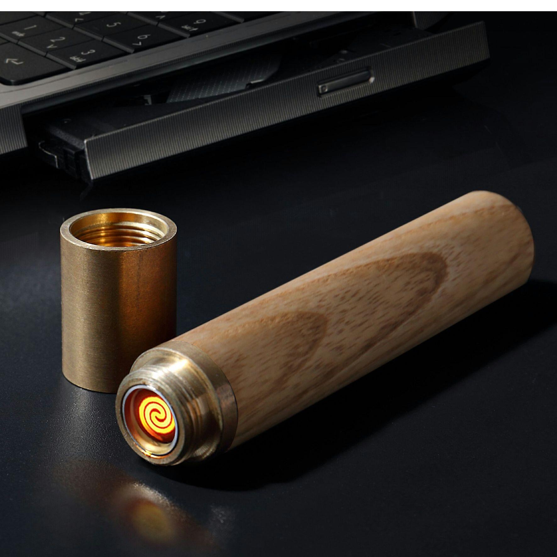 Gingko Windproof Flameless Electric USB Element Natural Wood Camping