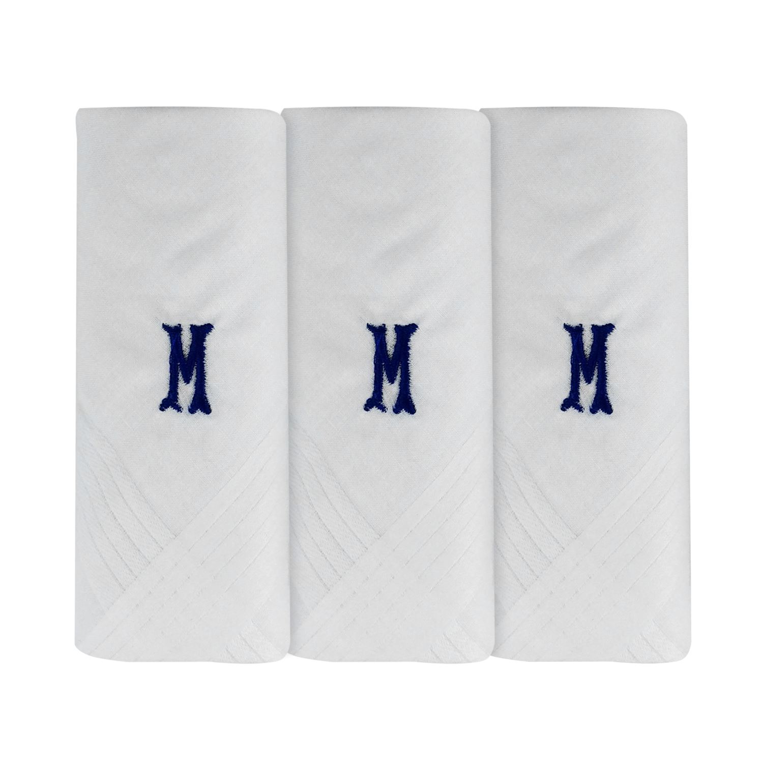 Mens/Gentlemens 3 Pack Plain White Handkerchiefs Initials, Various