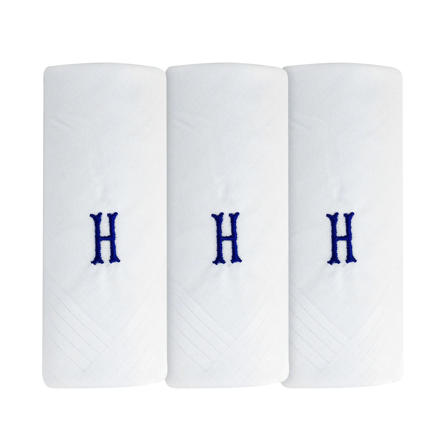 Mens/Gentlemens 3 Pack Plain White Handkerchiefs Initials, Various