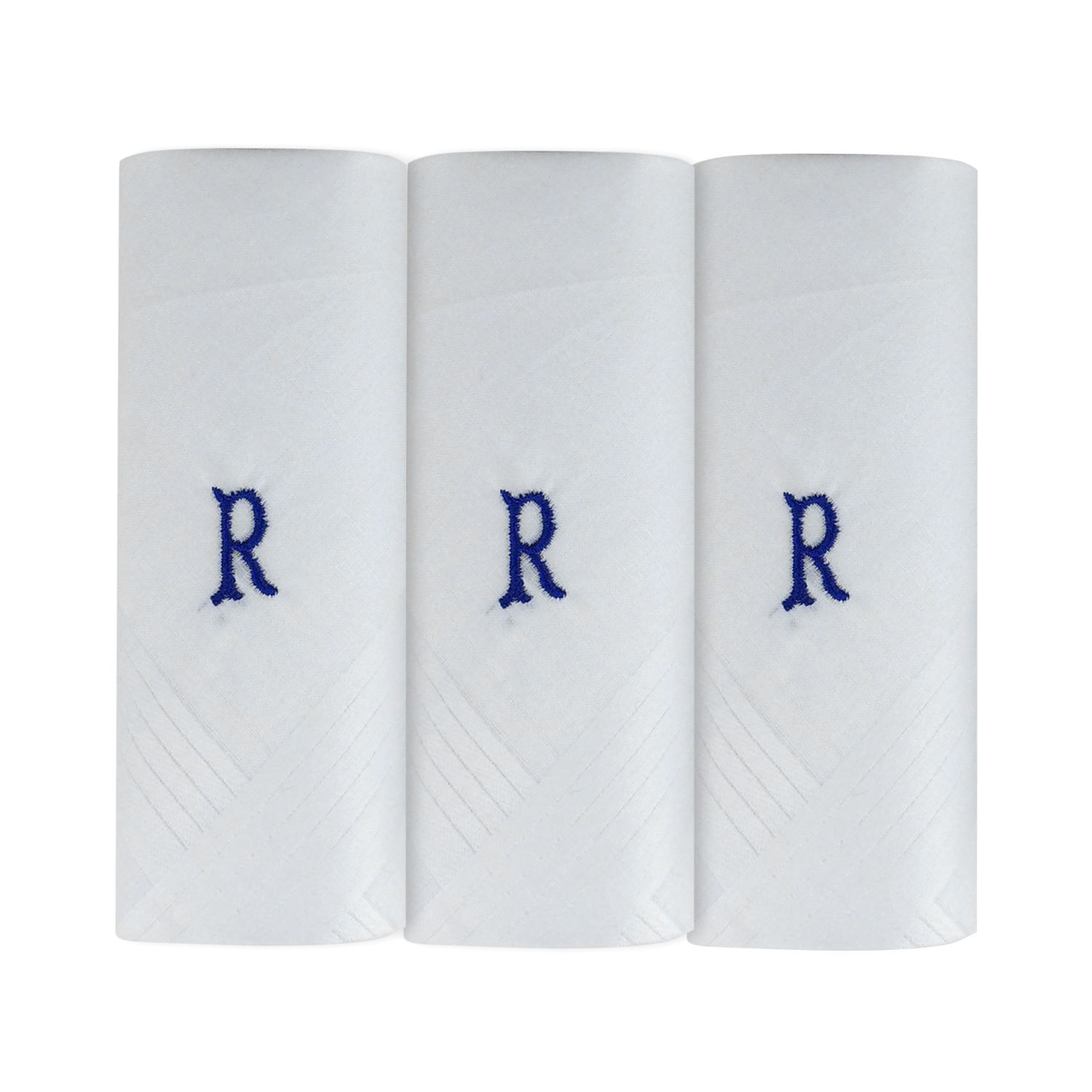 Mens/Gentlemens 3 Pack Plain White Handkerchiefs Initials, Various