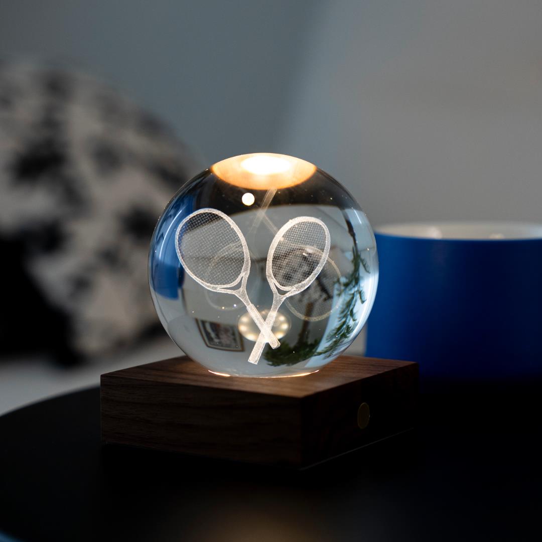 Crystal LED Desk Lamp Weighted Amber Ball Wooden Base Ginkgo Assorted Design - Picture 64 of 79