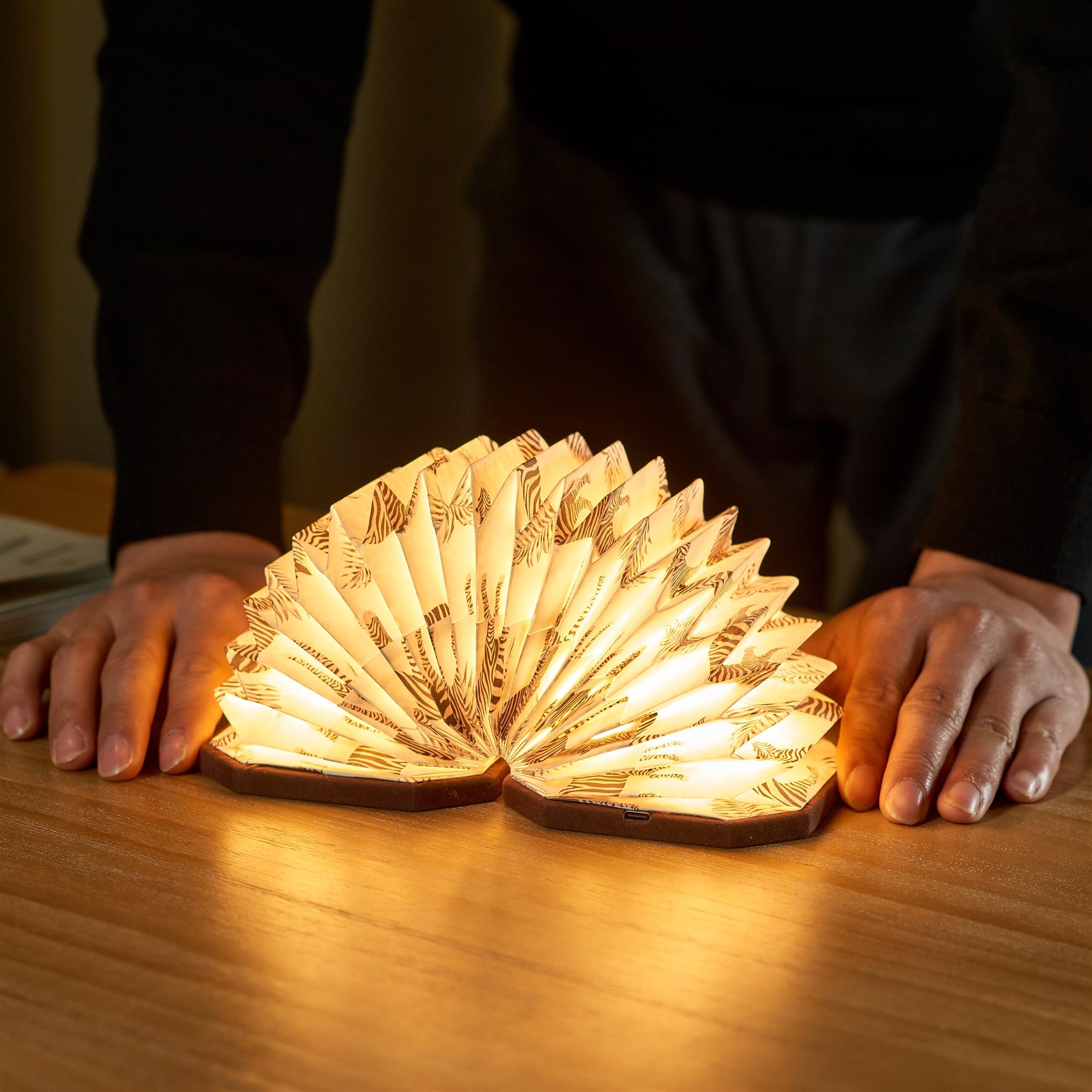 Accordion LED Light Desk Lamp Rechargeable Via USB Gingko Natural Wood / Velvet - Picture 40 of 57