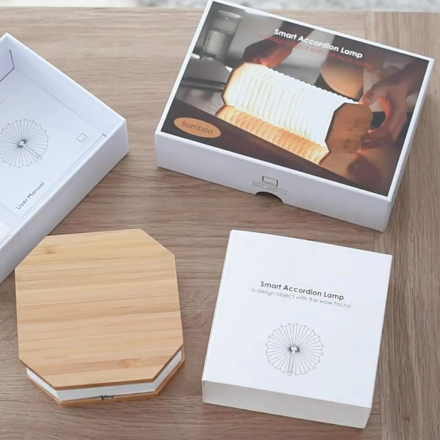 Accordion LED Light Desk Lamp Rechargeable Via USB Gingko Natural Wood / Velvet - Picture 21 of 57