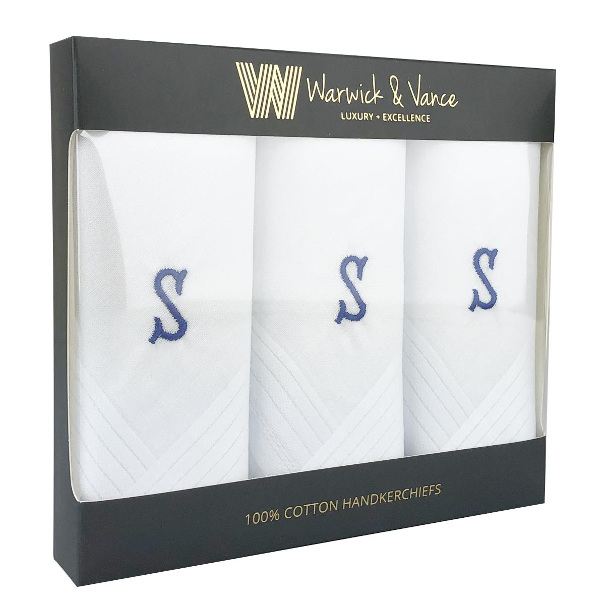 Warwick & Vance Men's 100 Cotton Letter Initial Handkerchiefs 3 Pack eBay
